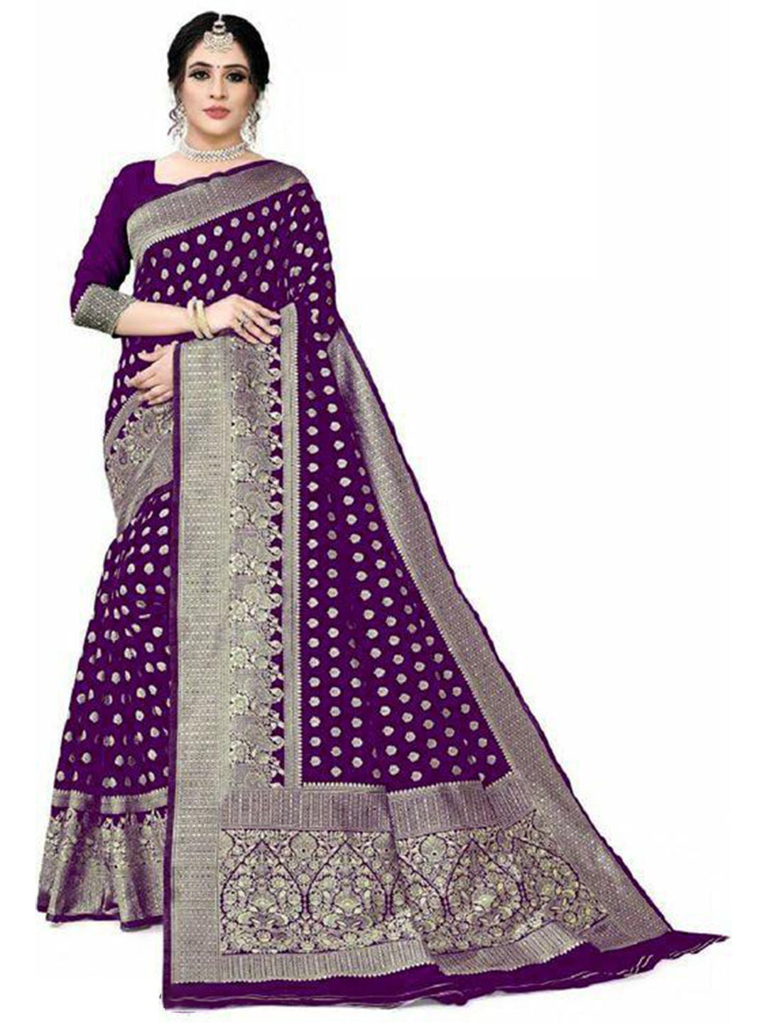 

DIVASTRI Ethnic Motif Woven Design Zari Banarasi Saree, Magenta