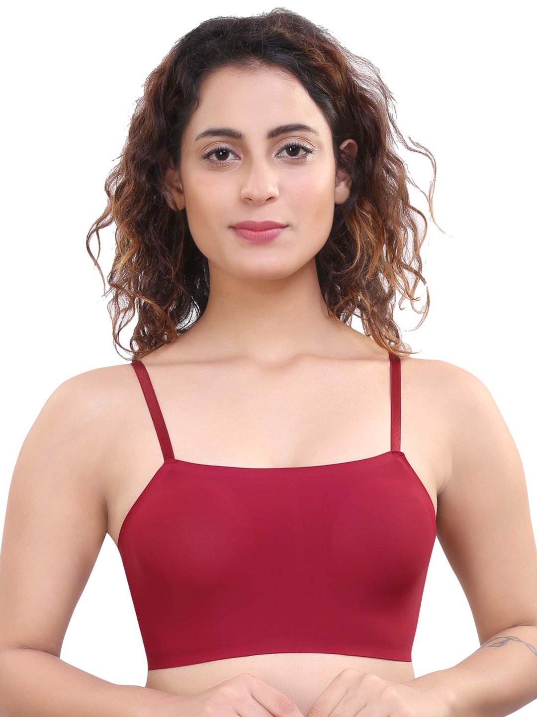 

PLUMBURY Medium Coverage Bralette Bra, Maroon