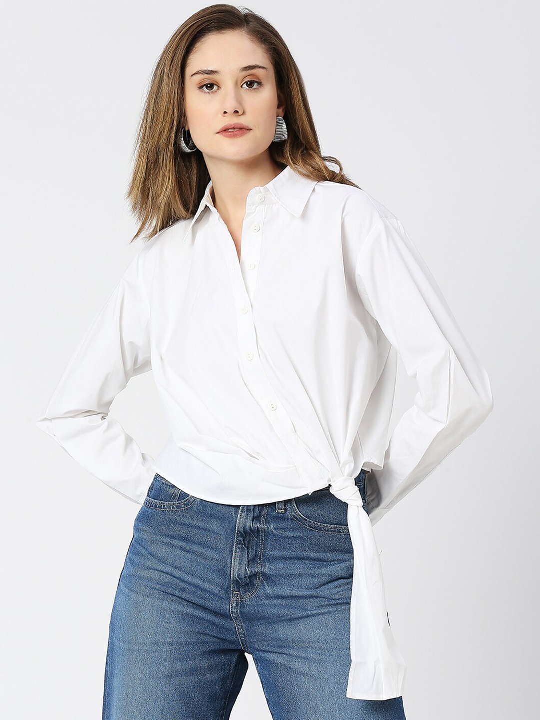 

Remanika Comfort Spread Collar Casual Shirt, White