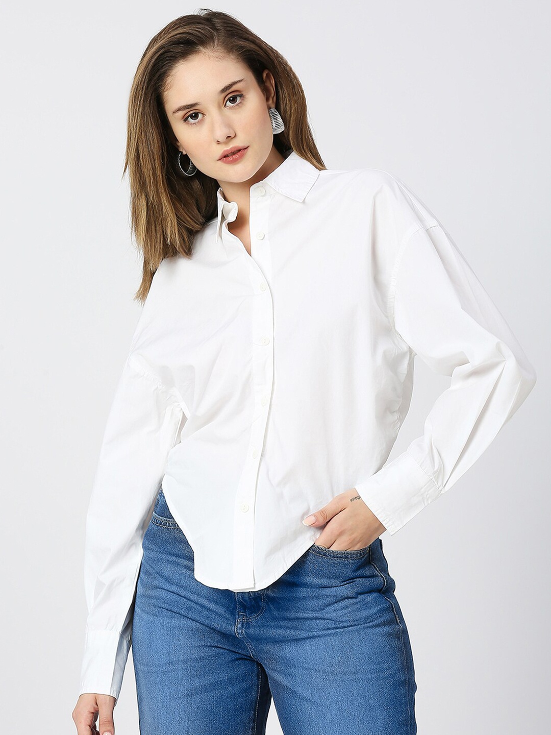 

Remanika Comfort Spread Collar Casual Shirt, White