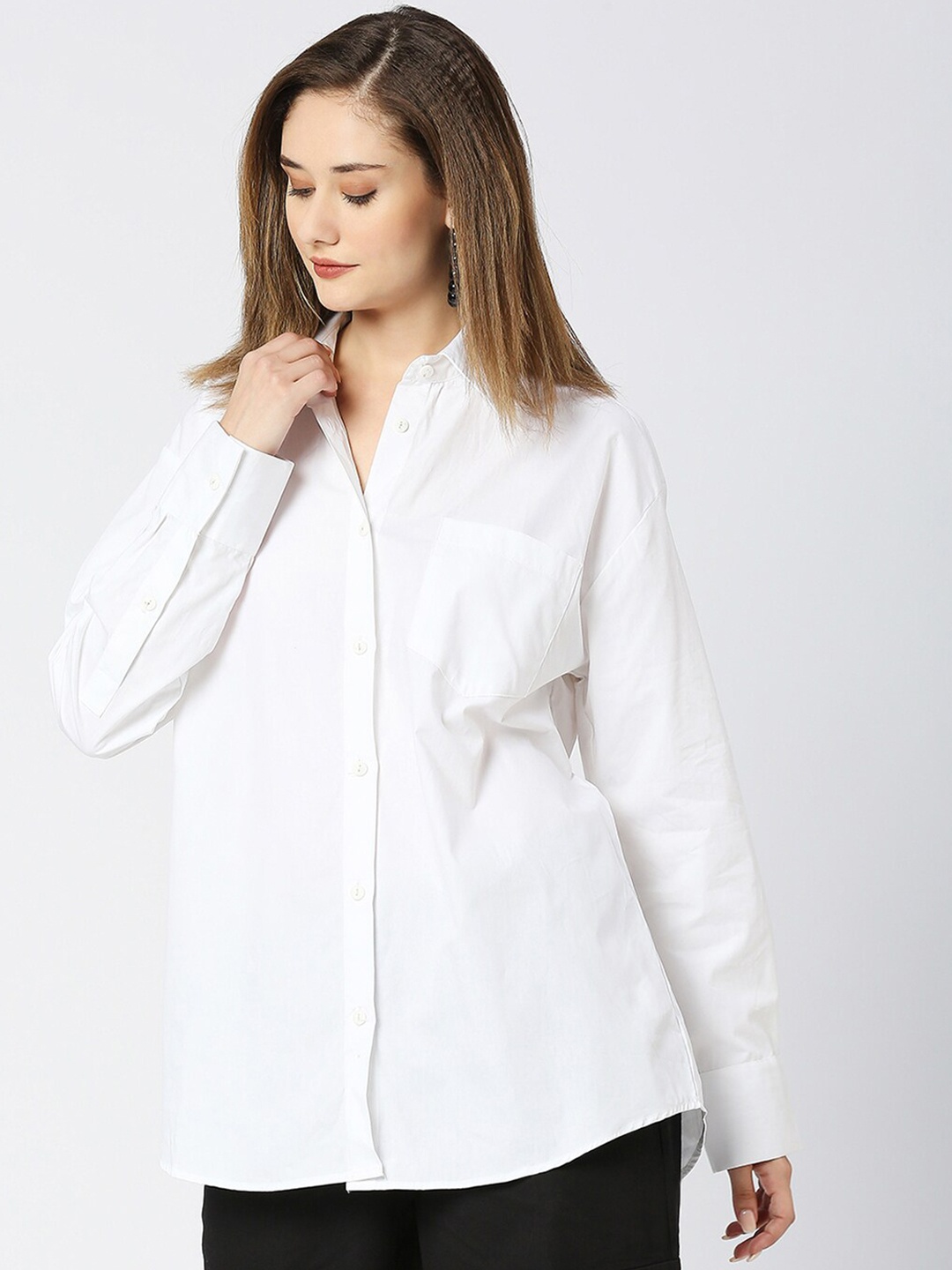 

Remanika Comfort Spread Collar Cotton Shirt, White