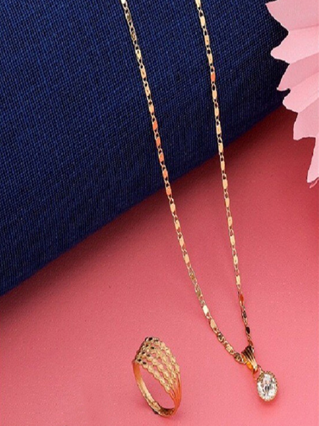

JEWEL WORLD Gold-Plated Necklace & Ring