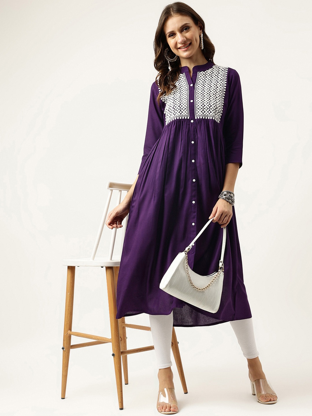 

Ashlee Women Ethnic Motifs Yoke Design Anarkali Kurta, Purple