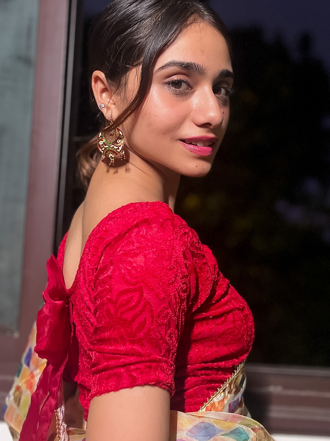 

Bindigasm's Advi Woven Design Stretchable Ready-to-Wear Saree Blouse, Red