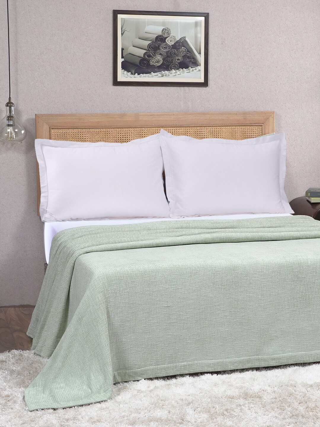 

MASPAR Vintage Tranquil Essence Burb Slub Green 320GSM Cotton Double Bed Cover