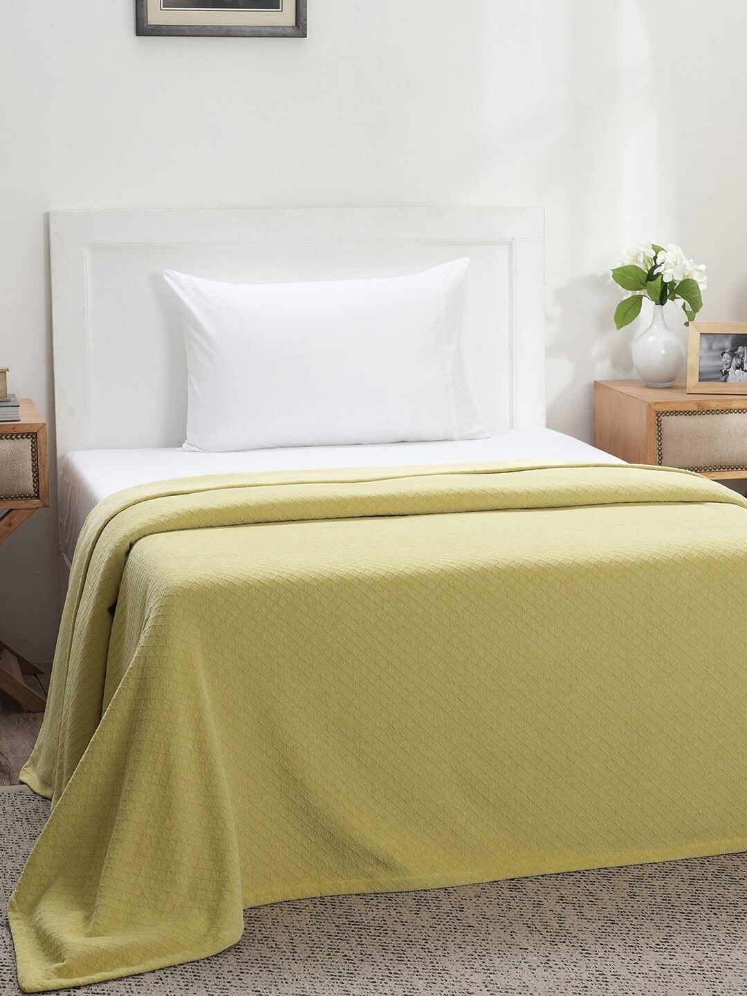 MASPAR Colorart Blaize Yellow 256GSM Cotton Single Bed Cover