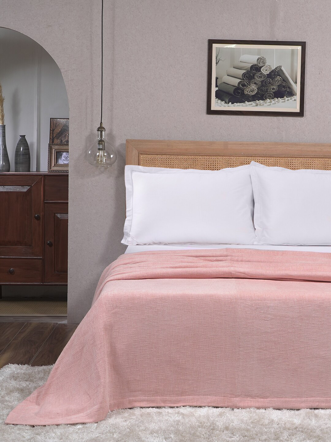 

MASPAR Vintage Tranquil Essence Burb Slub Pink 320GSM Double Bed Cover