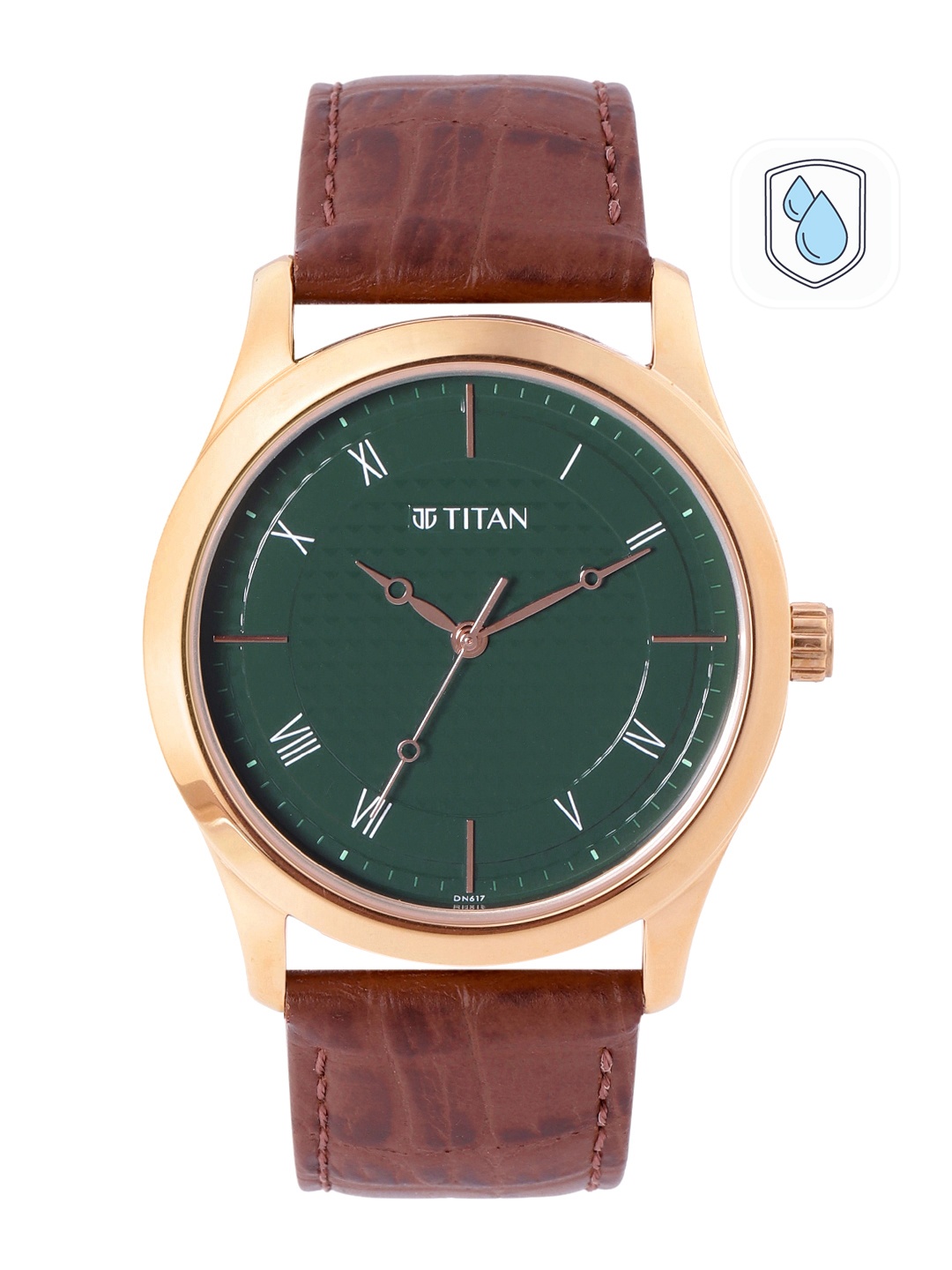 

Titan Men Leather Straps Analogue Watch NR1823WL02, Green