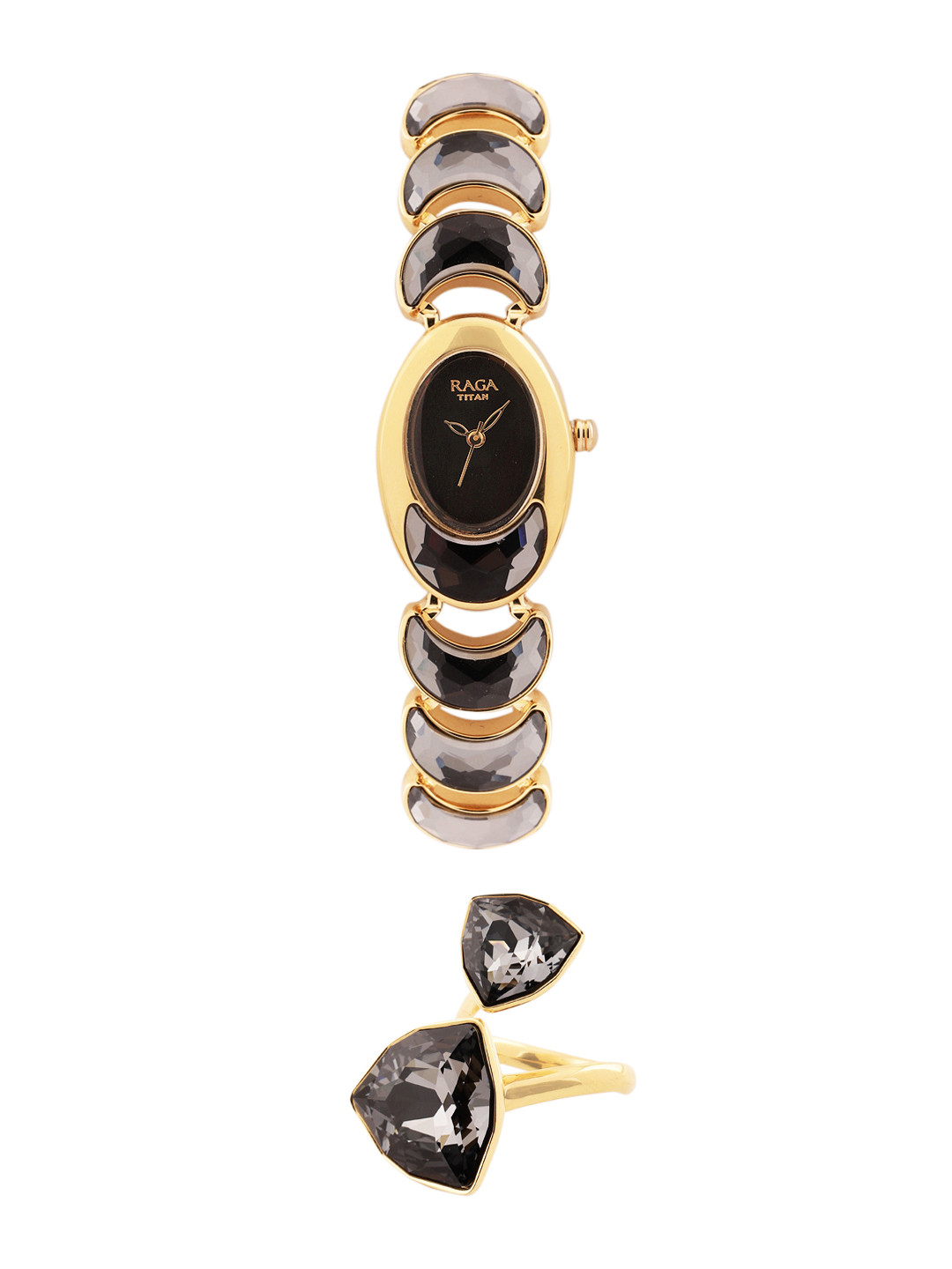 

Titan Women LADIES RAGA Bracelet Style Analogue Watch & Ring Set, Yellow