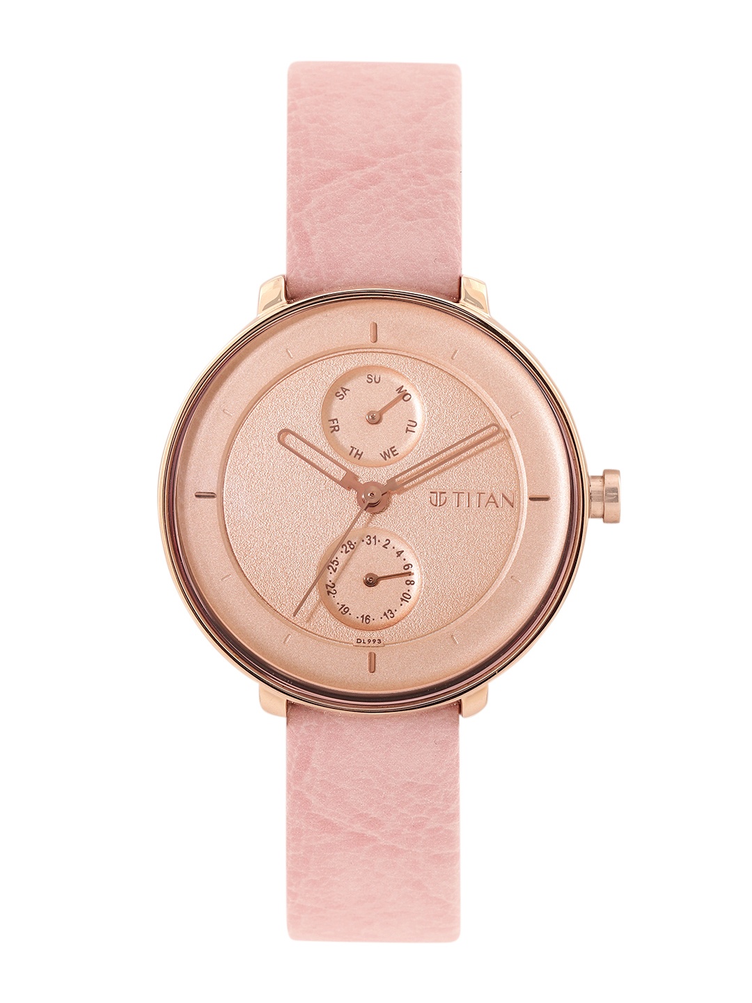 

Titan Women LADIES WORKWEAR Leather Analogue Watch NR2651WL06, Rose gold