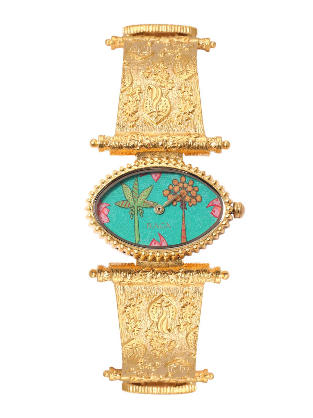 

Titan Women Raga X Masaba Golden Analogue Watch 95170YM01, Green