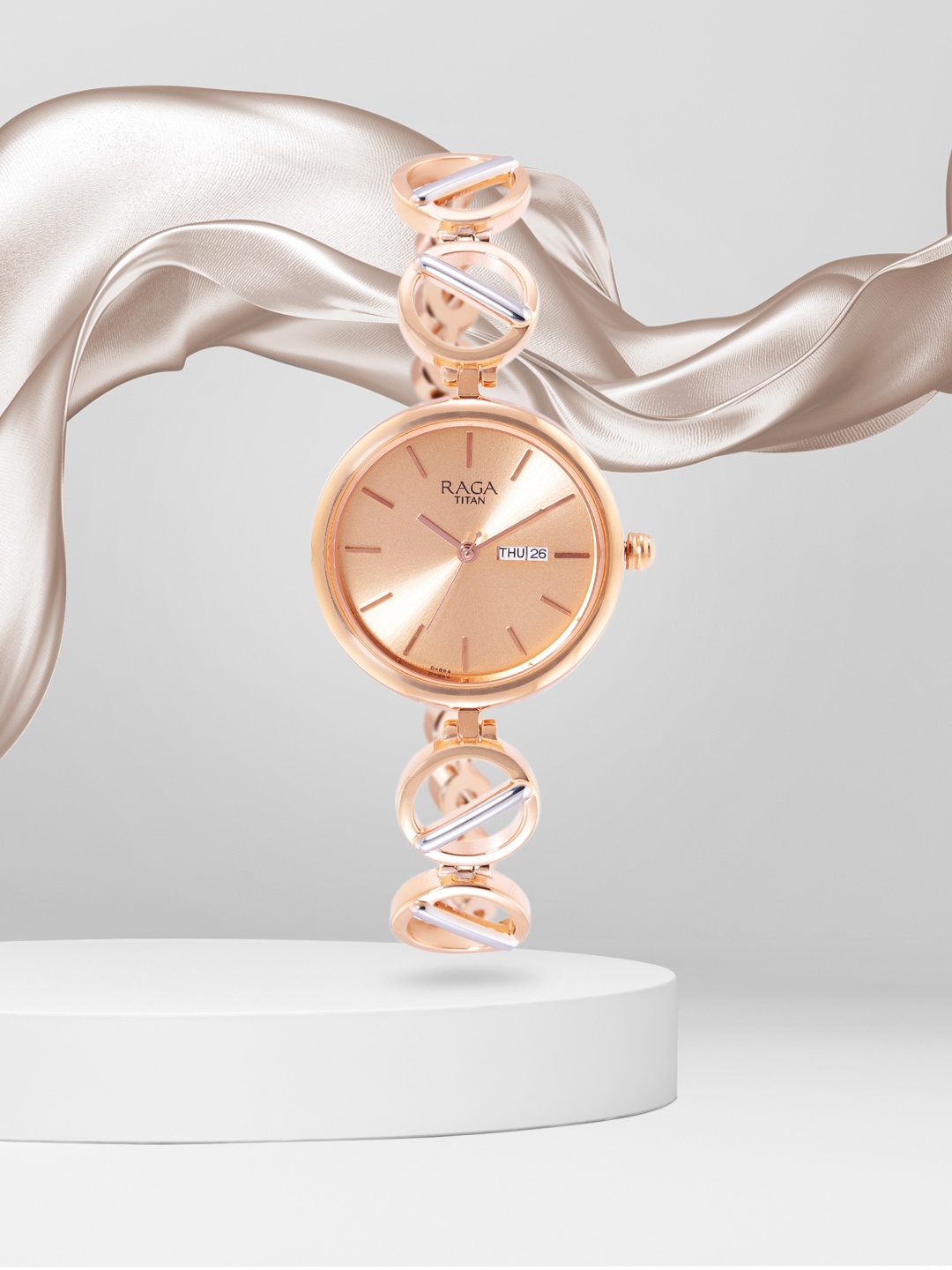 

Titan Women Brass Dial & Bracelet Style Straps Analogue Watch NR2644KM02, Rose gold