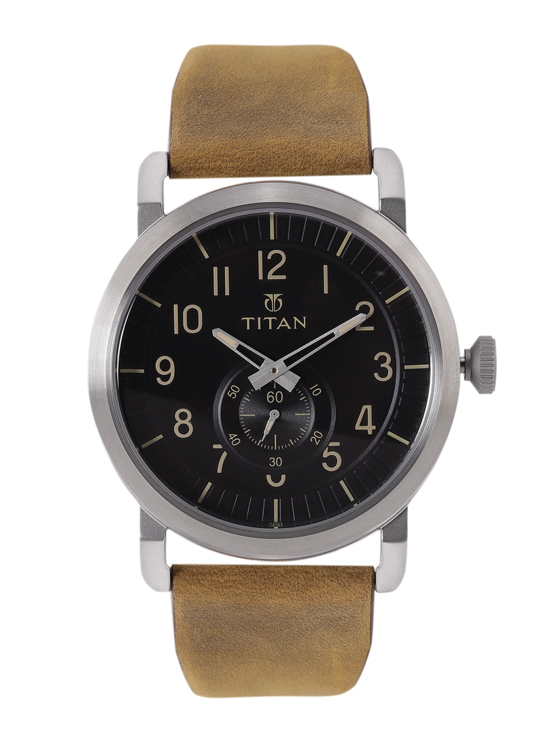 

Titan Men Leather Straps Analogue Watch 90025SL01, Black