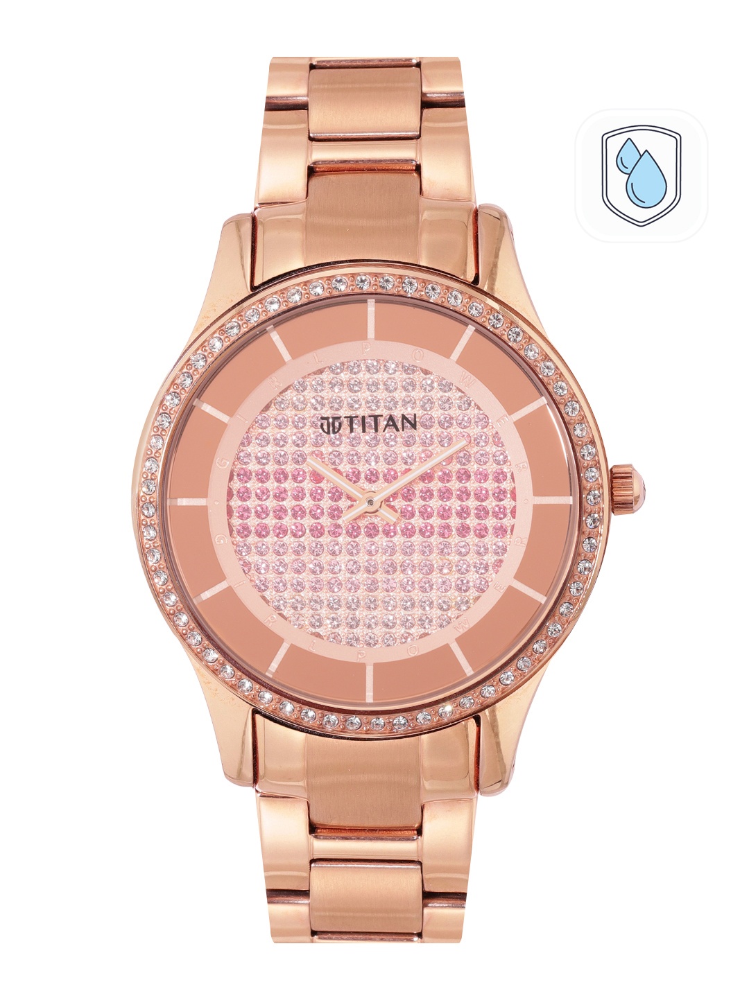 

Titan Women Embellished Analogue Watch NP95109WM01, Rose gold
