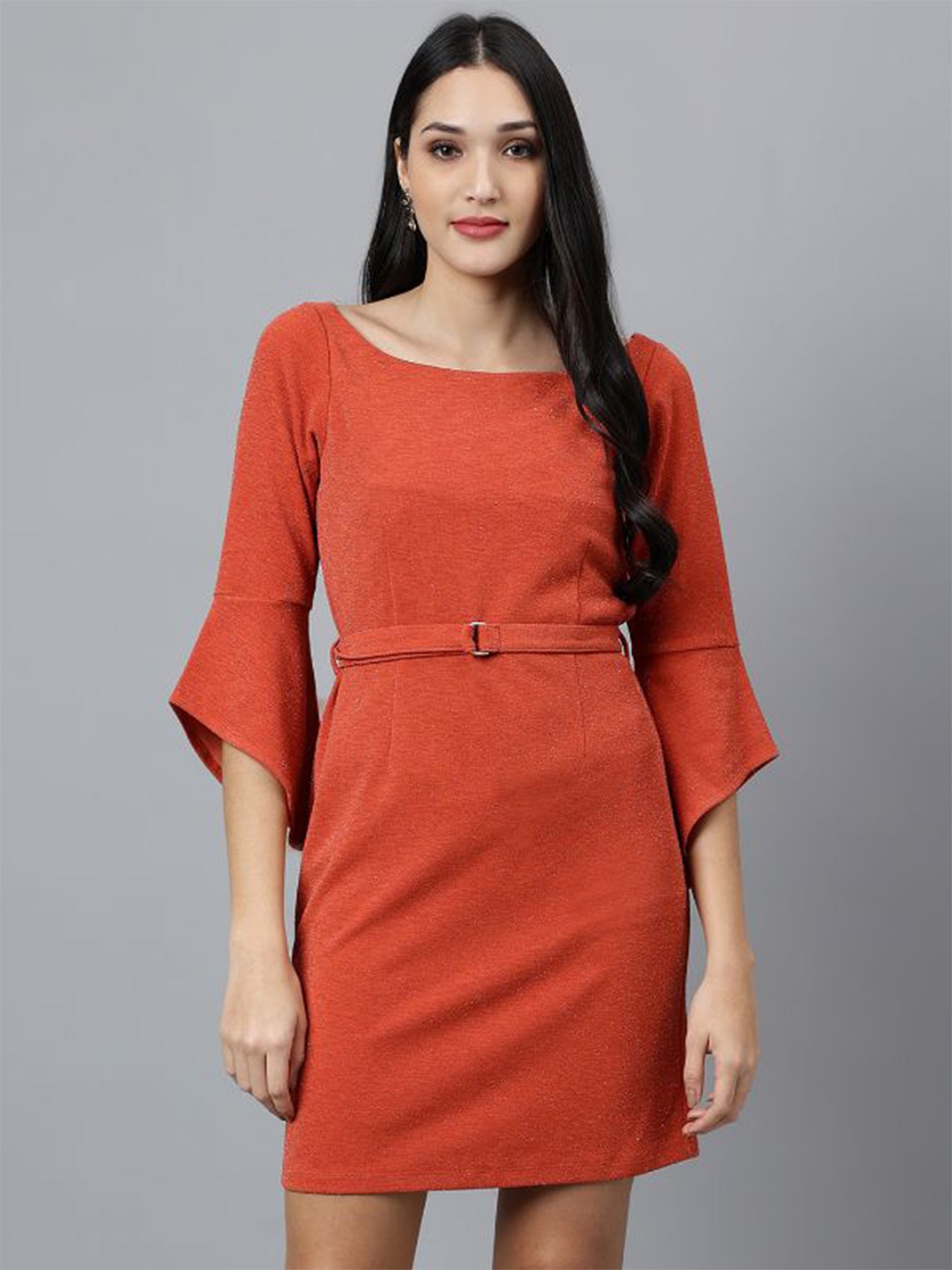 

Latin Quarters Bell Sleeve Mini A-Line Dress, Orange