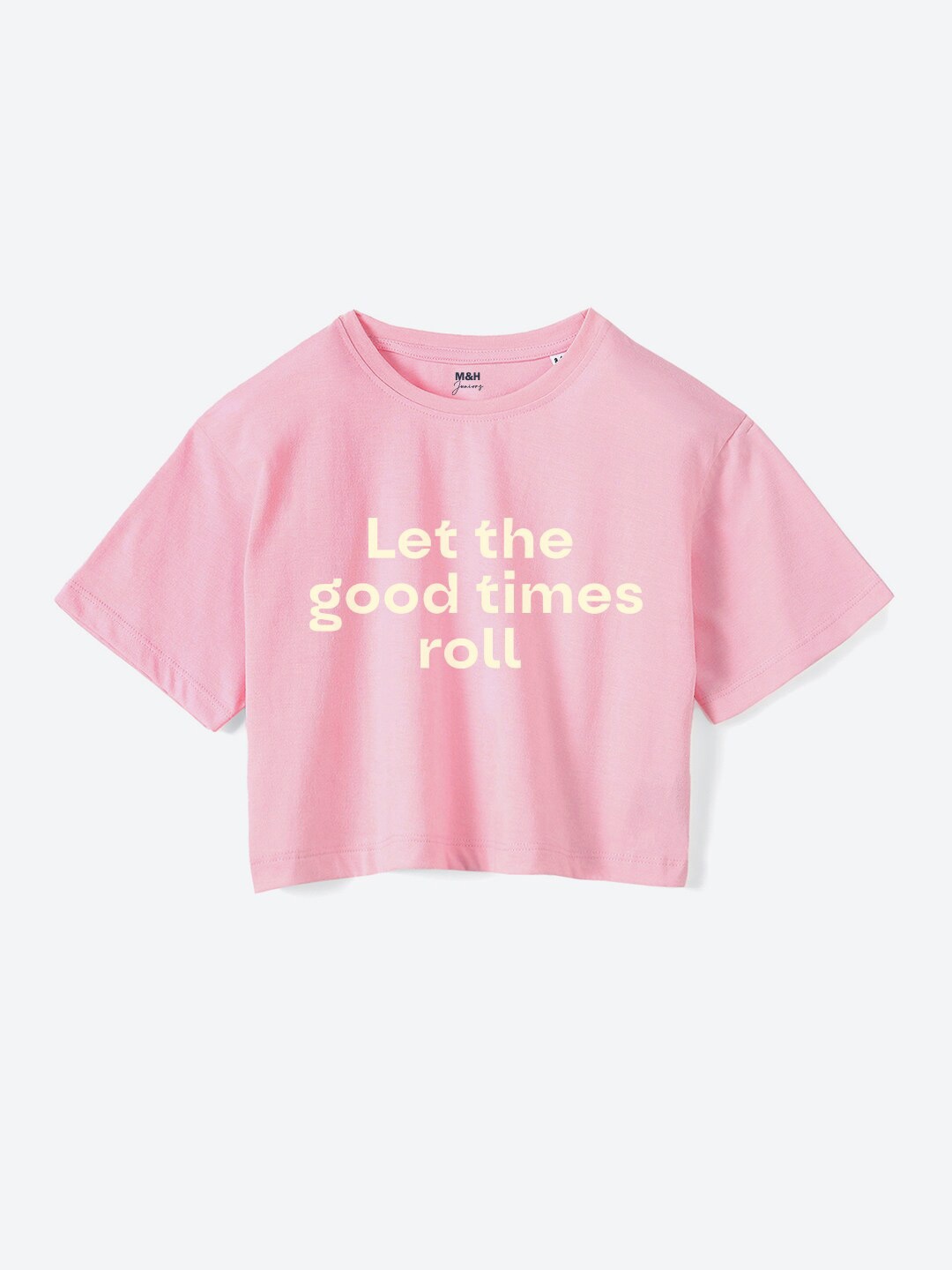 Mast & Harbour Girls Typography Printed Boxy Pure Cotton T-shirt, Pink