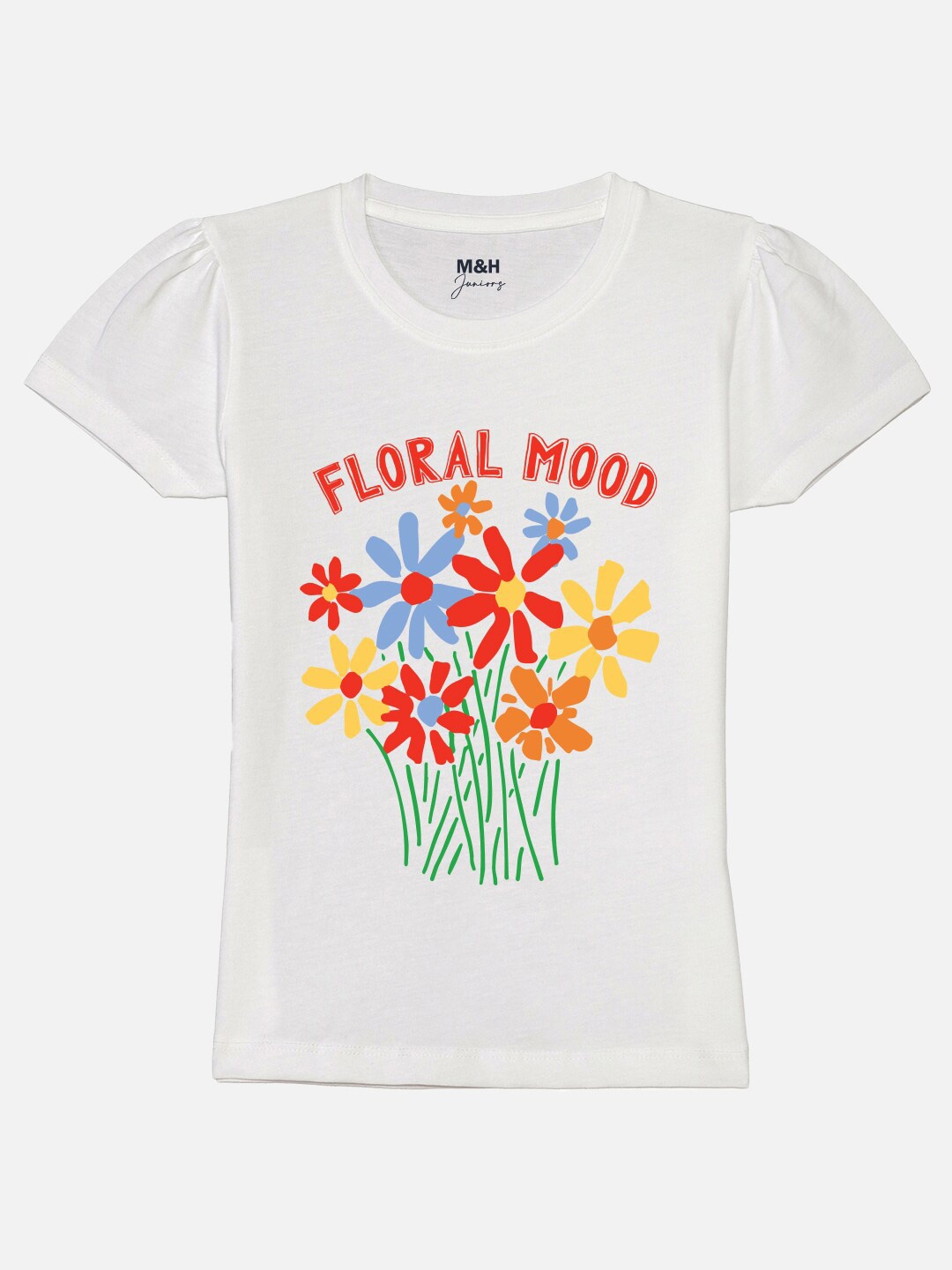

Mast & Harbour Girls White & Red Graphic Printed Cotton T-shirt