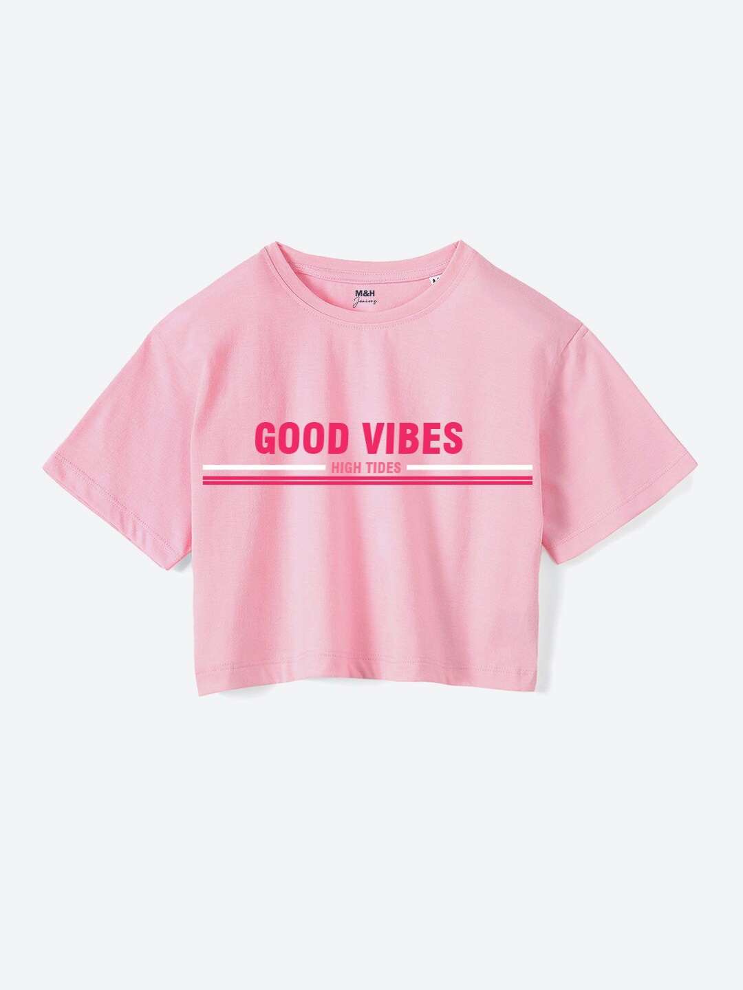 

Mast & Harbour Girls Typography Printed Boxy Pure Cotton T-shirt, Pink