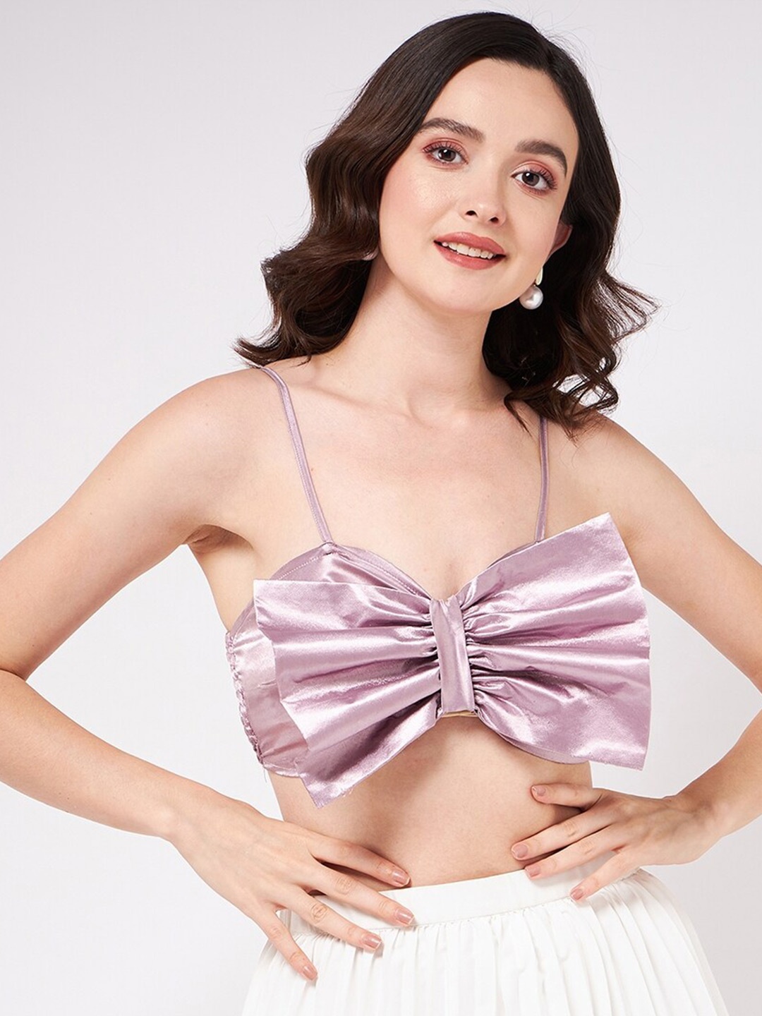 

Zima Leto Bow Detailed Bralette Crop Top, Pink