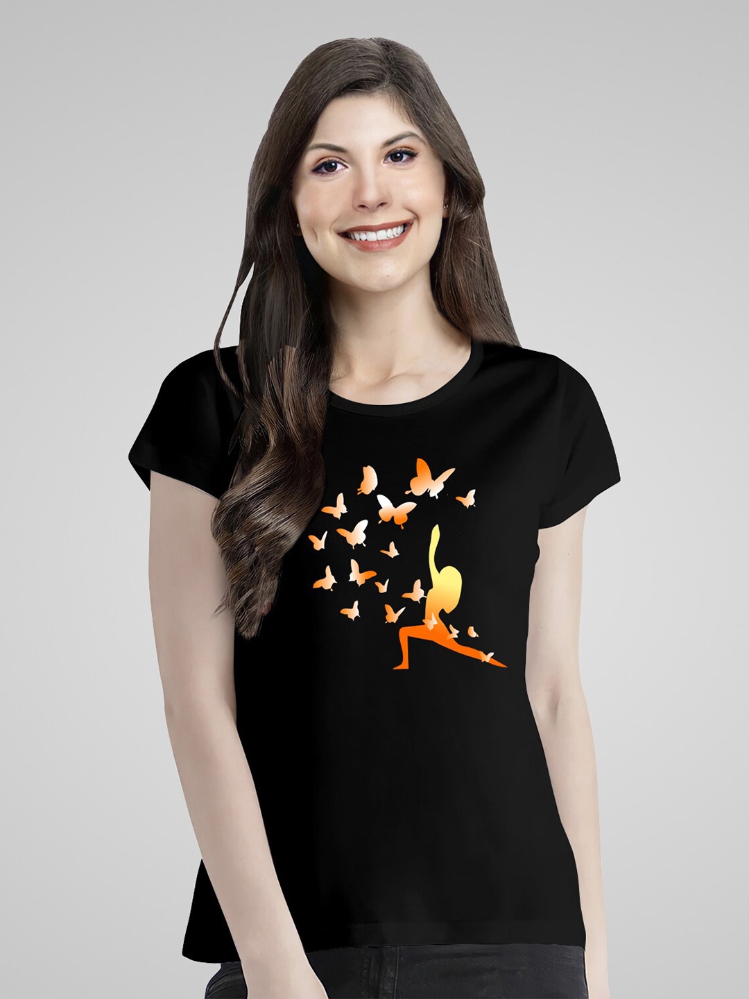 

Pootlu Graphic Printed Extended Sleeves Pure Cotton T-shirt, Black