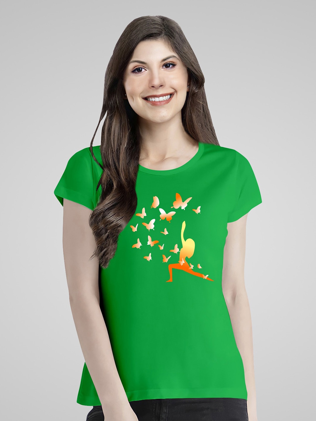 

Pootlu Women Graphic Printed Cotton T-shirt, Green