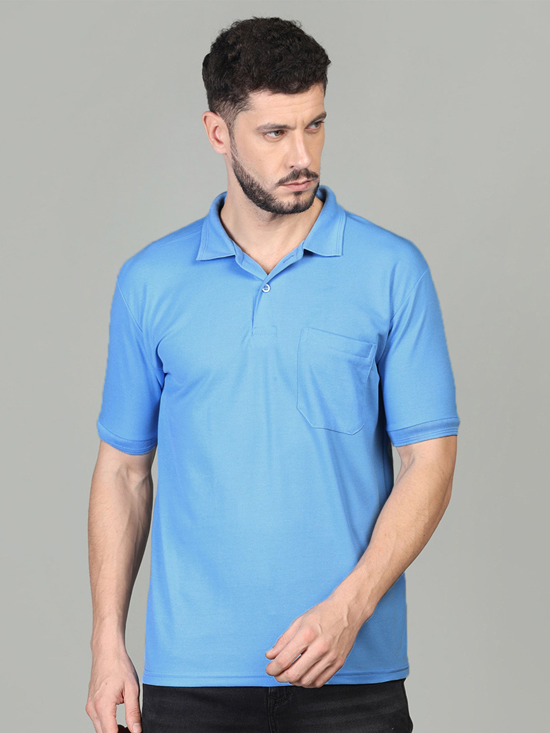 

INKKR Polo Collar Cotton T-shirt, Blue
