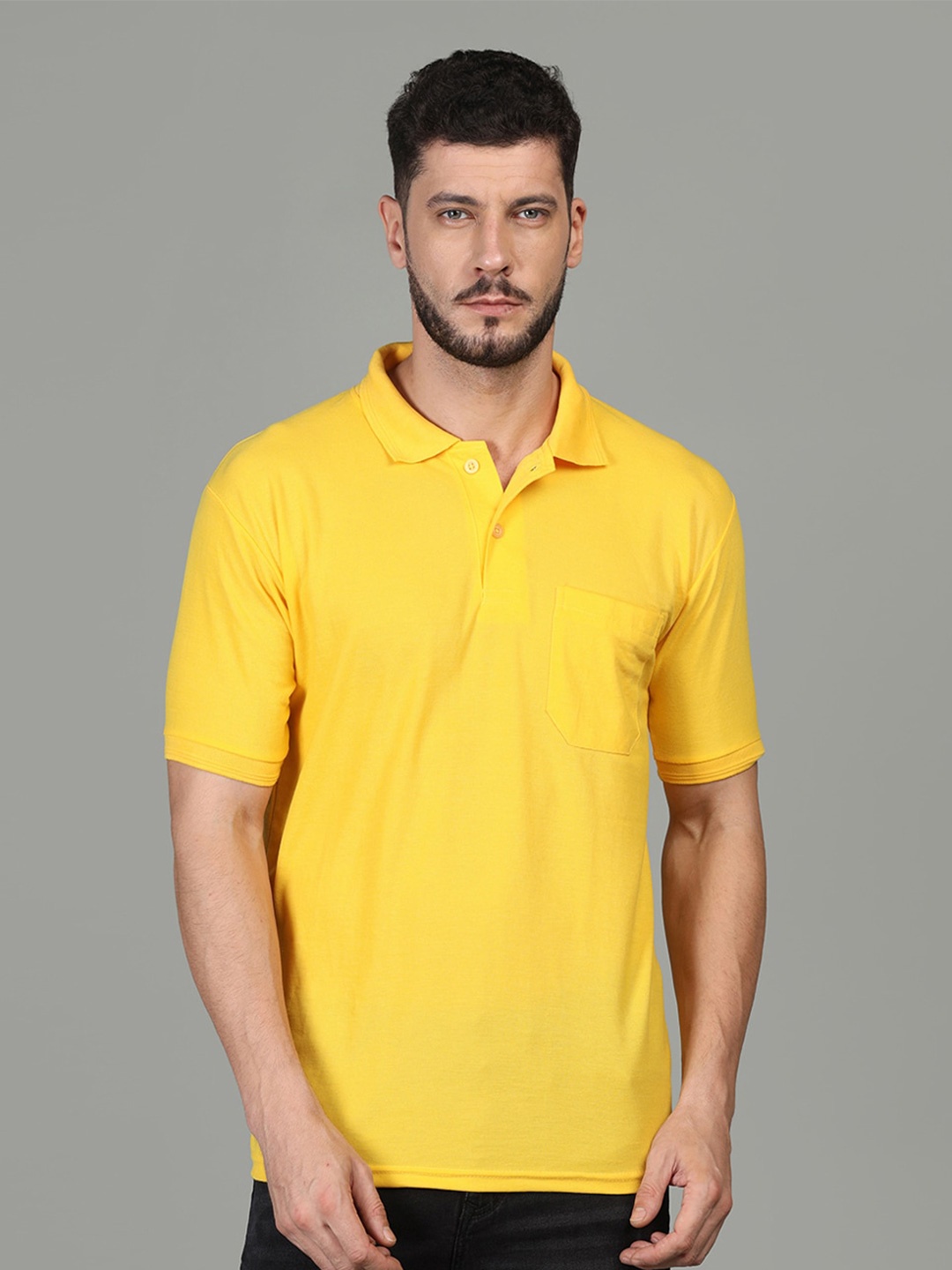 

INKKR Polo Collar Cotton T-shirt, Yellow