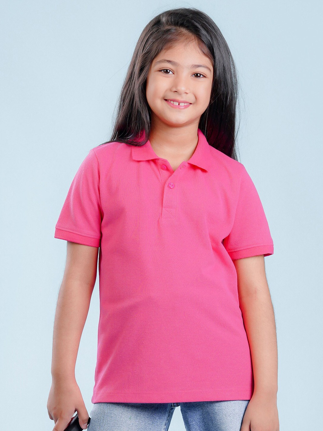 

NUSYL Girls Polo Collar Casual T-shirt, Pink