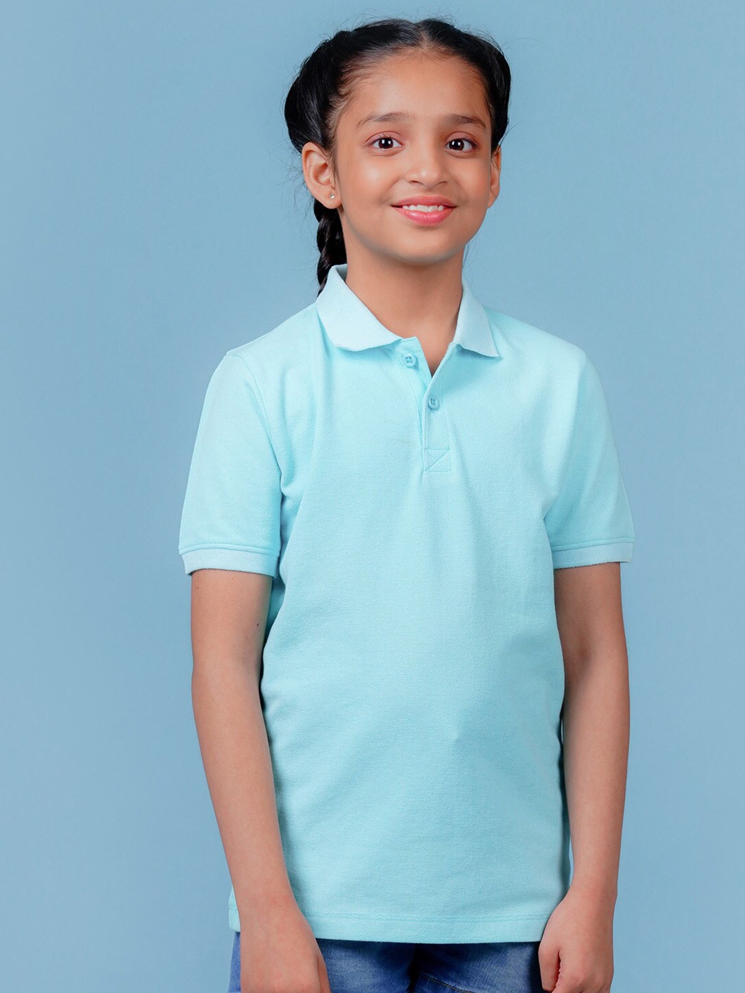 

NUSYL Girls Polo Collar T-shirt, Turquoise blue