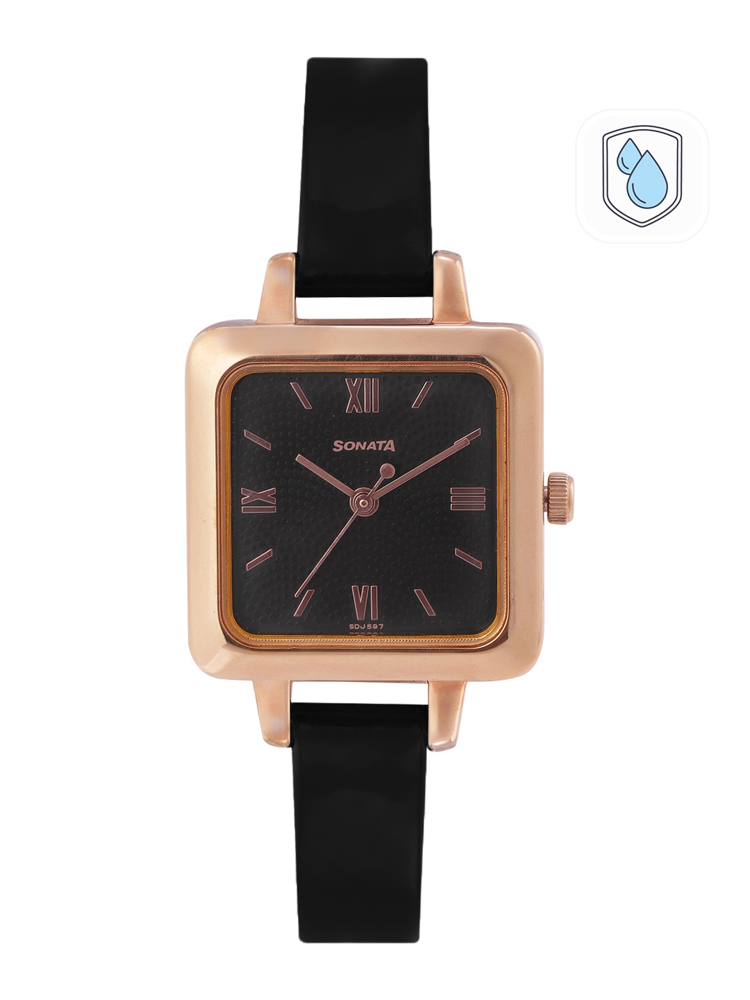 

Sonata Women Leather Straps Analogue Watch NM8152WL01, Black