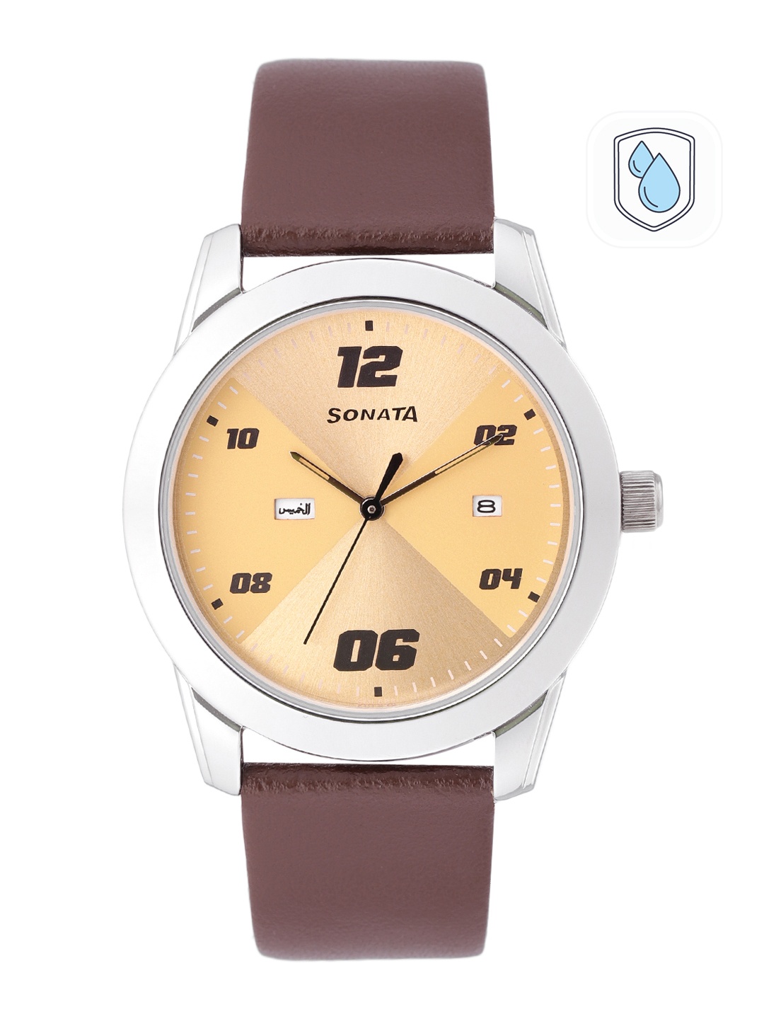 

Sonata Men Leather Straps Analogue Watch NR7924SL13, Gold