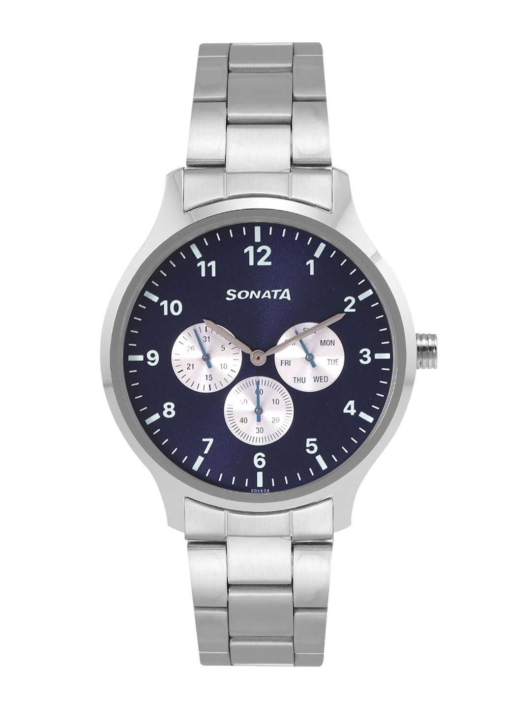 

Sonata Men Bracelet Style Straps Multi Function Analogue Watch NR7140SM02, Navy blue