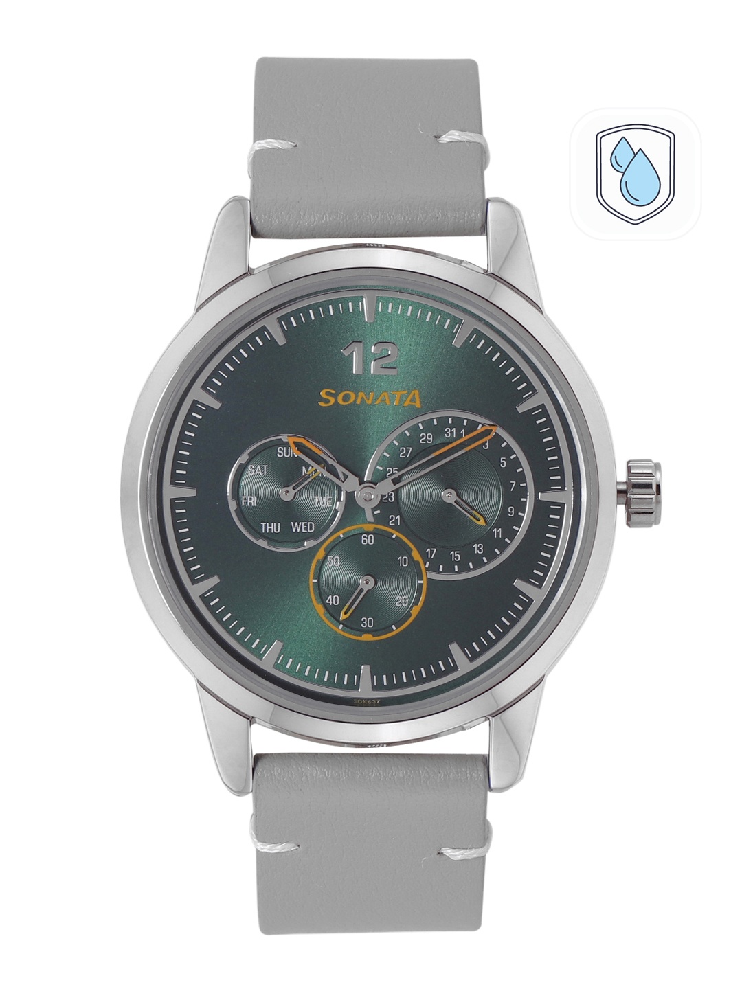 

Sonata Men Leather Straps Analogue Watch NP7139SL02, Green
