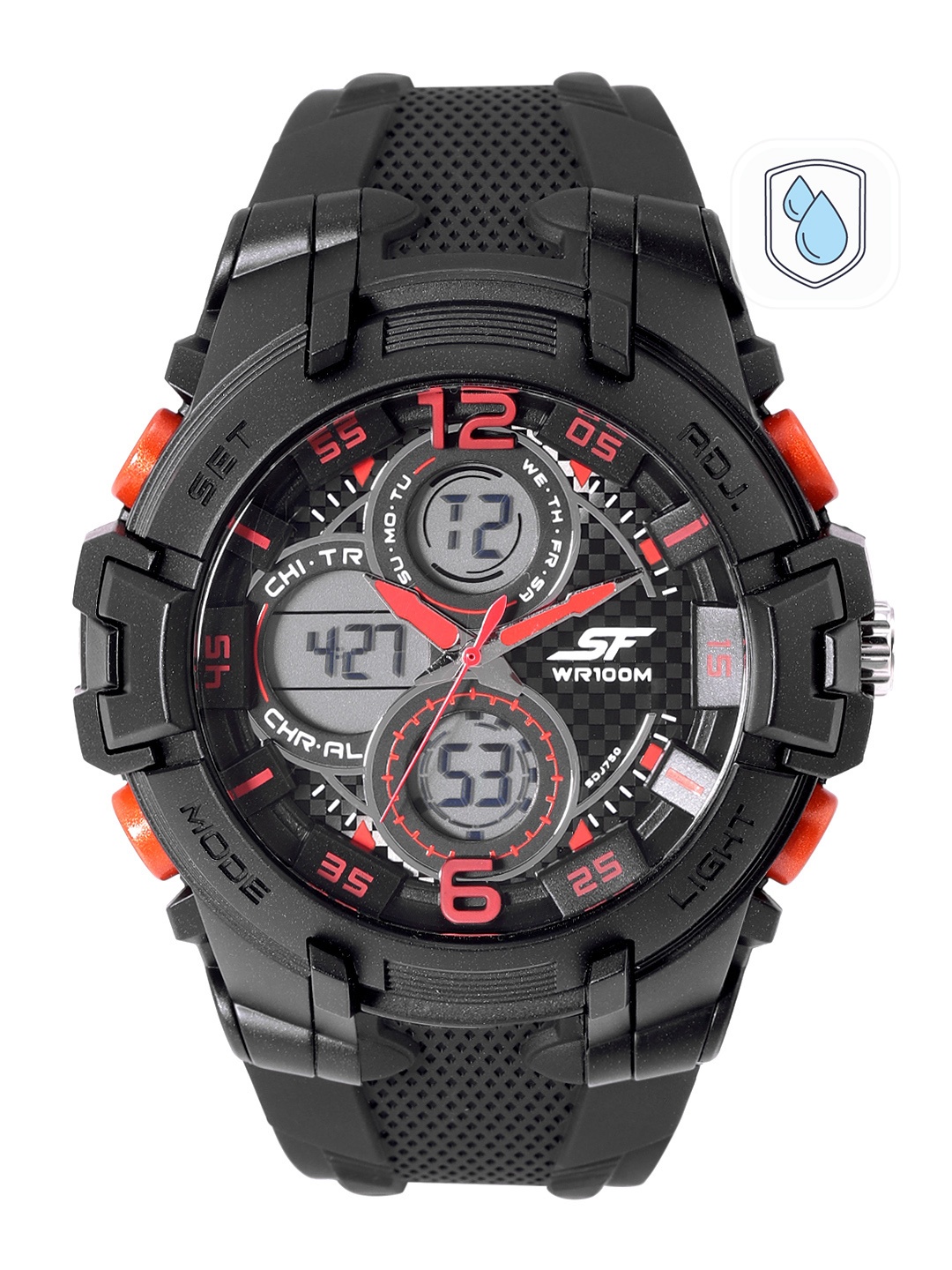 

Sonata Men Digital Multi Function Watch 77102PP04, Black