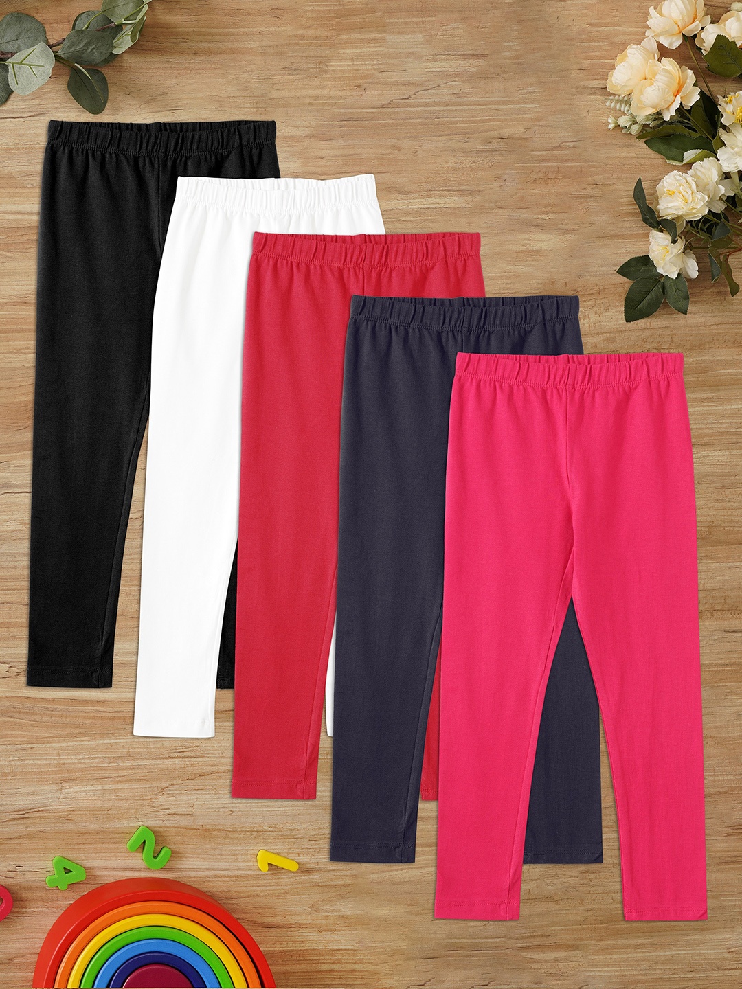 

ZION Girls Pack Of 5 Ankle Length Leggings, White