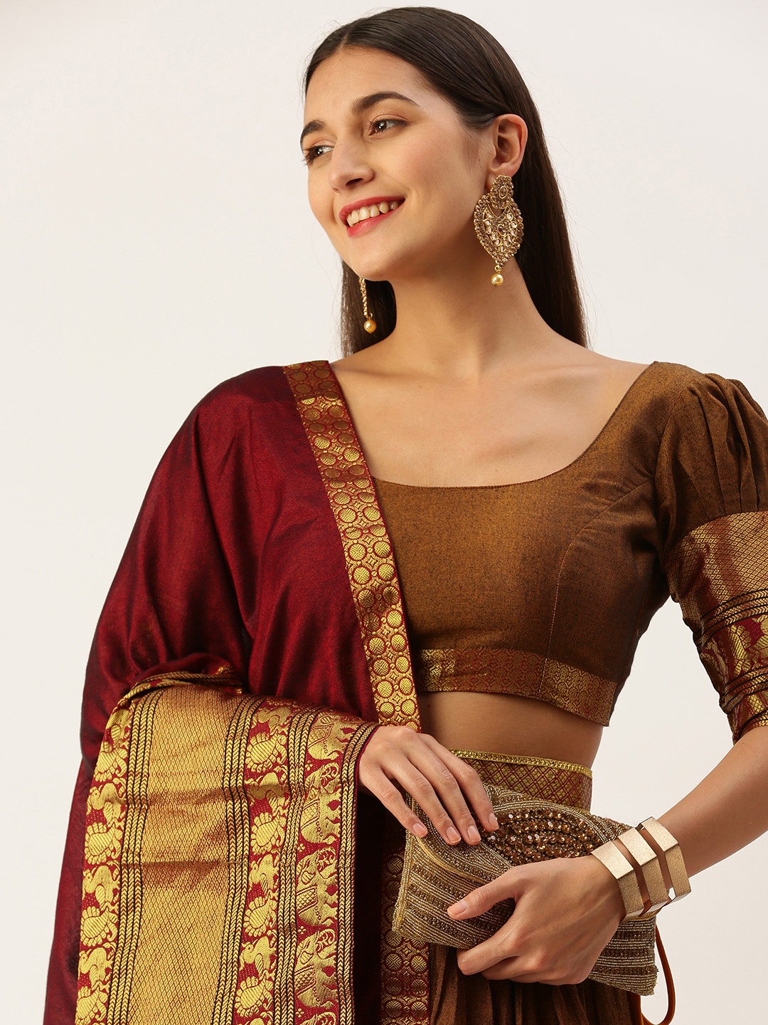 

LOOKNBOOK ART Unstitched Lehenga & Blouse With Dupatta, Mustard