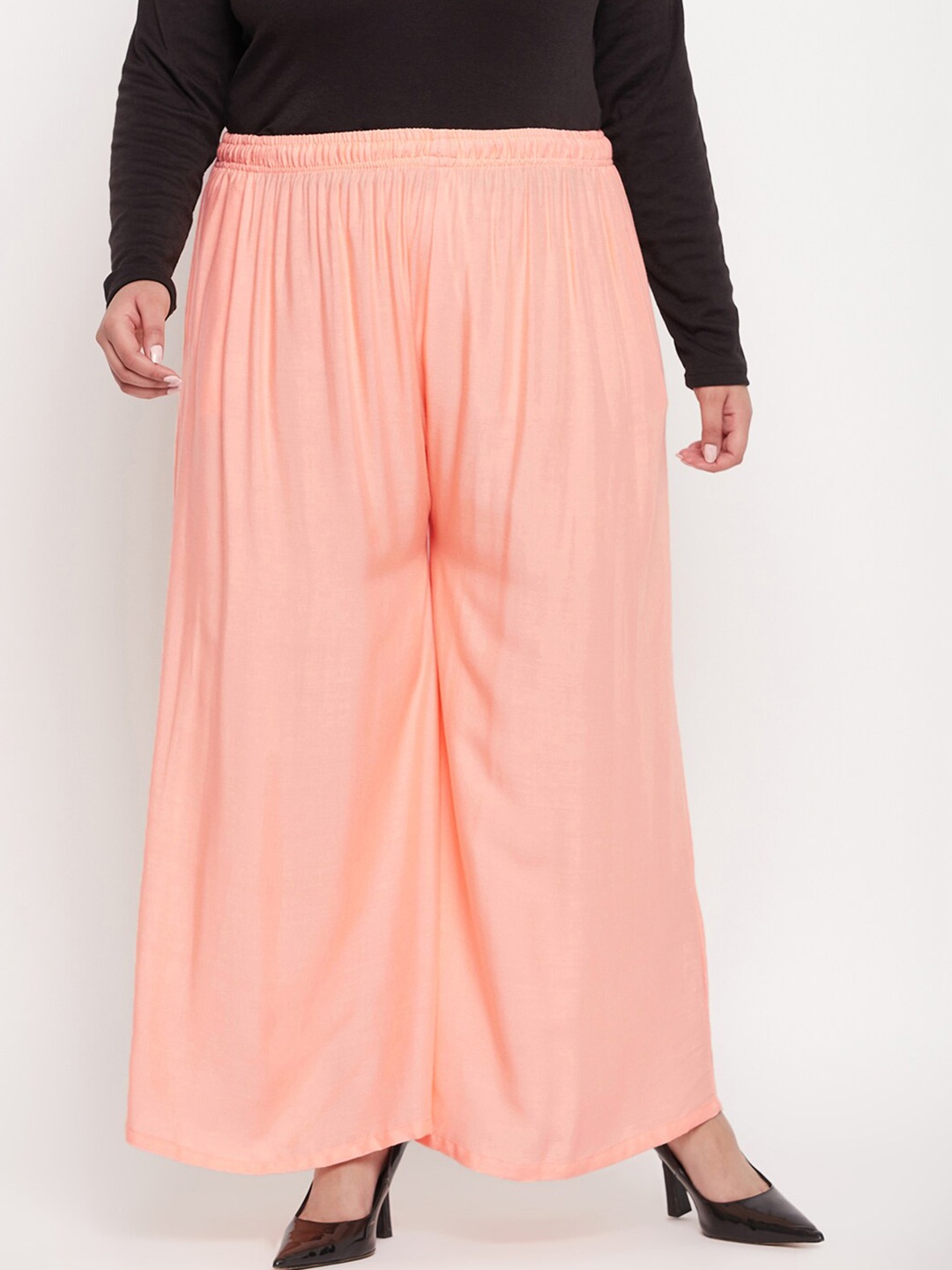 

CLORA CREATION PLUS Women Wide Leg Fit Palazzos, Peach