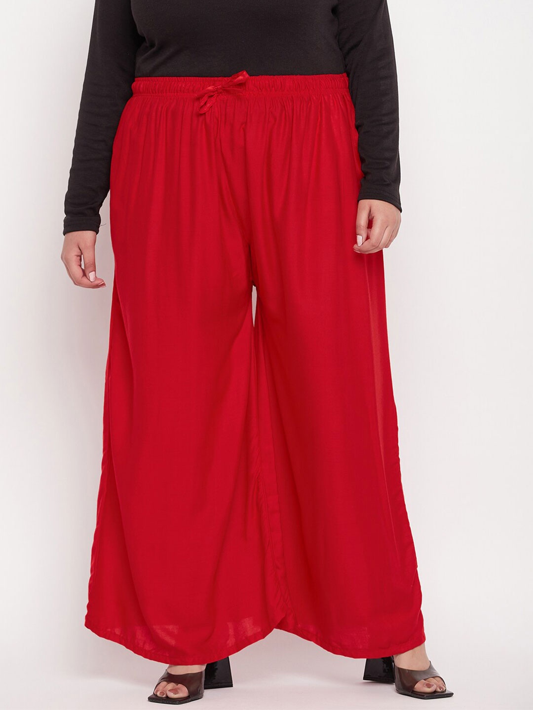 

CLORA CREATION PLUS Women Flared Palazzos, Red