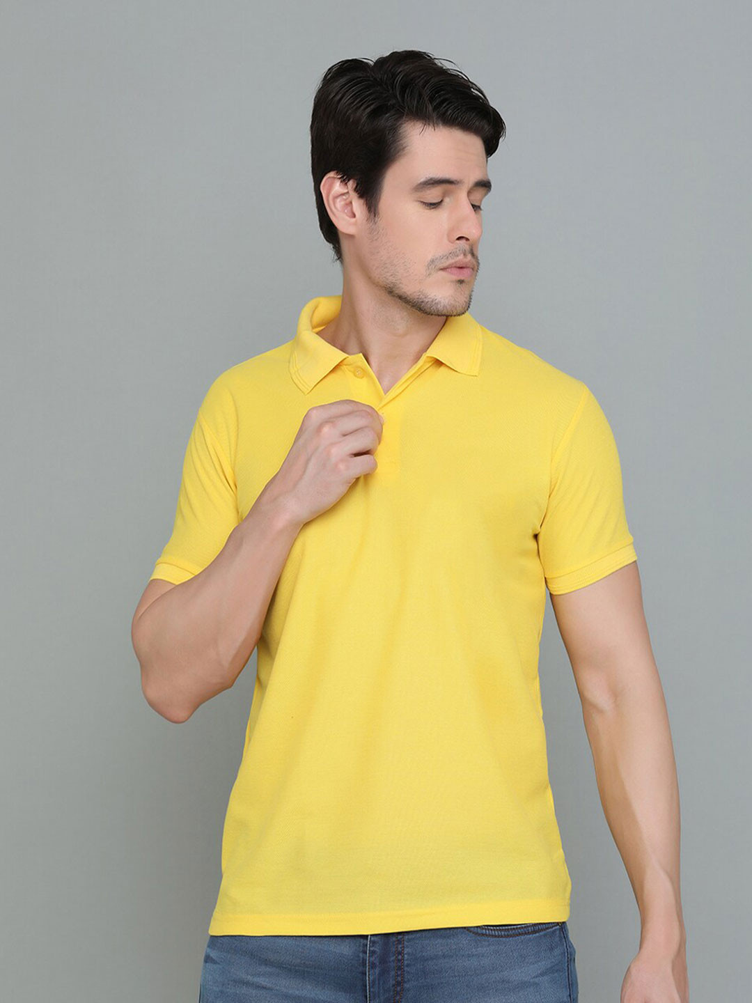 

INKKR Polo Collar Short Sleeves T-shirt, Yellow