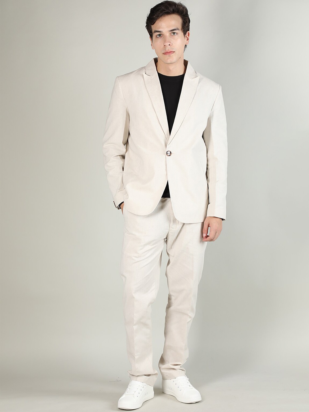 

Dlanxa Single-Breasted Notched Lapel Linen 2-Piece Suit, Off white