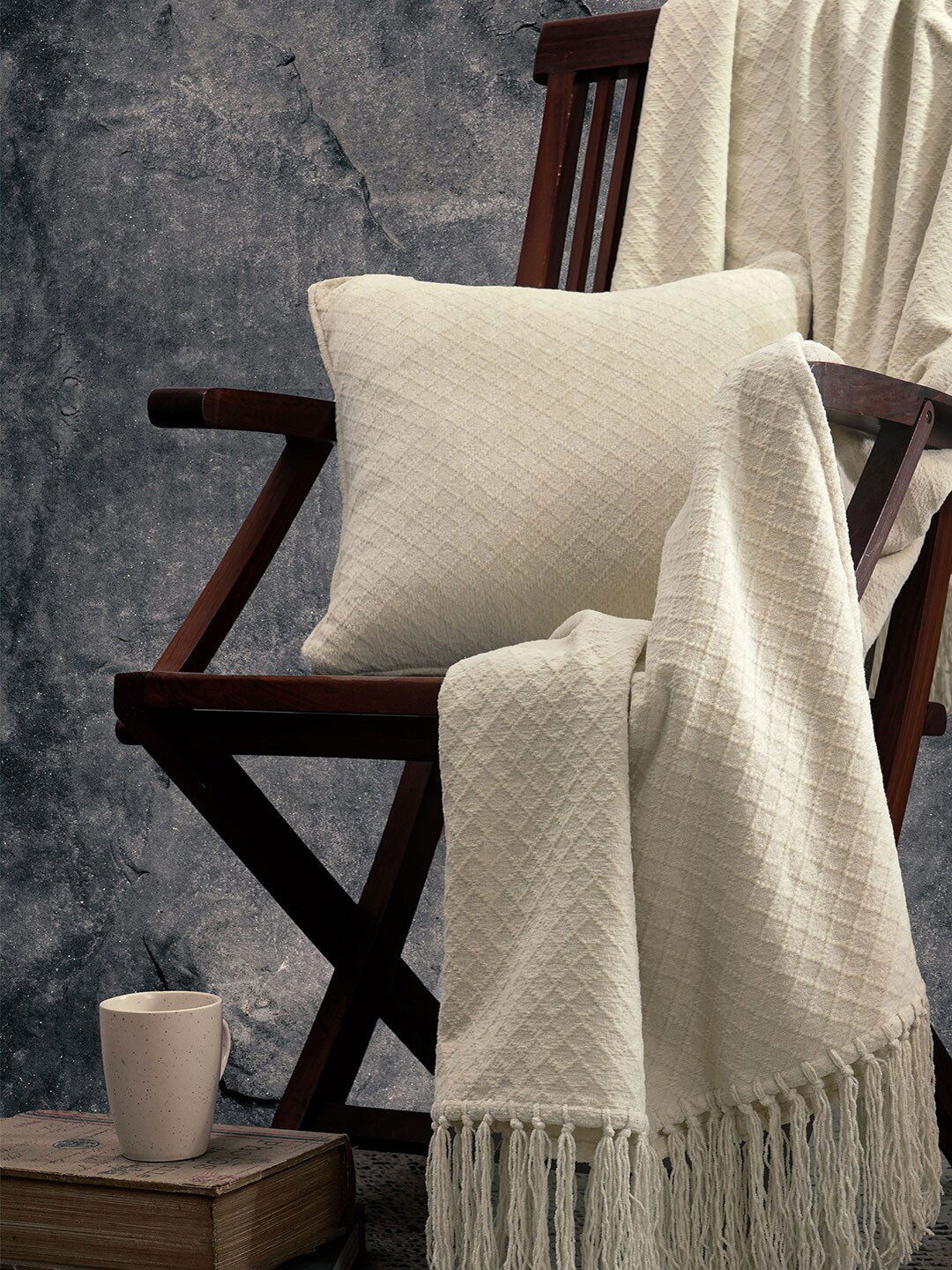 

MASPAR Colorart Blaize Beige Cotton Square Cushion Cover