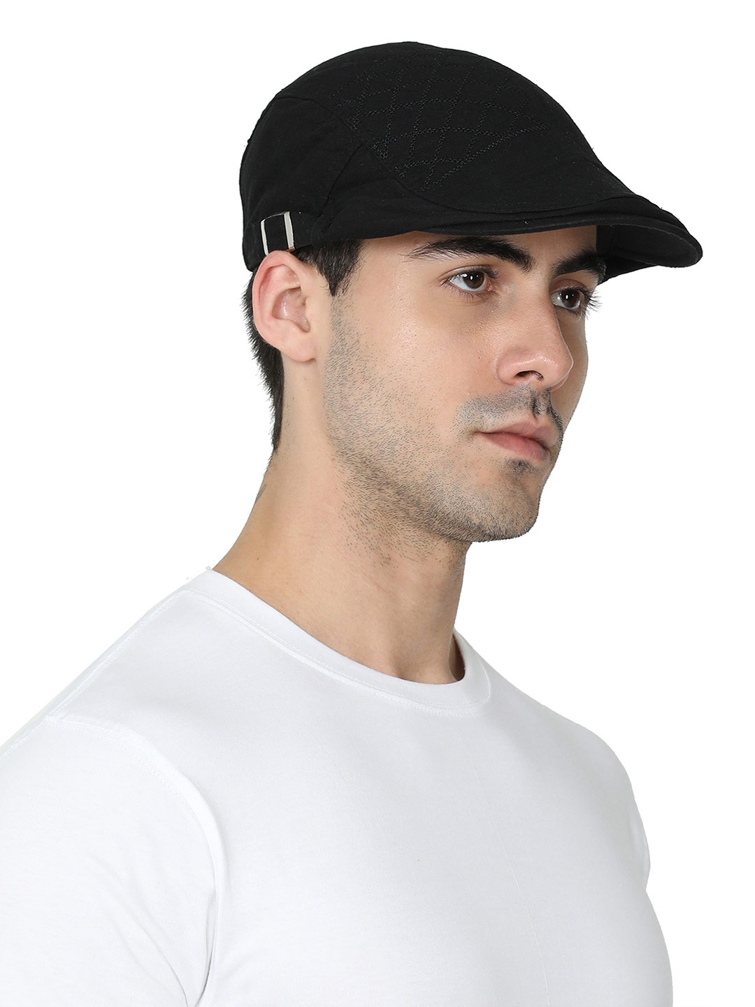 

FabSeasons Embroidered Cotton Ascot Cap, Black