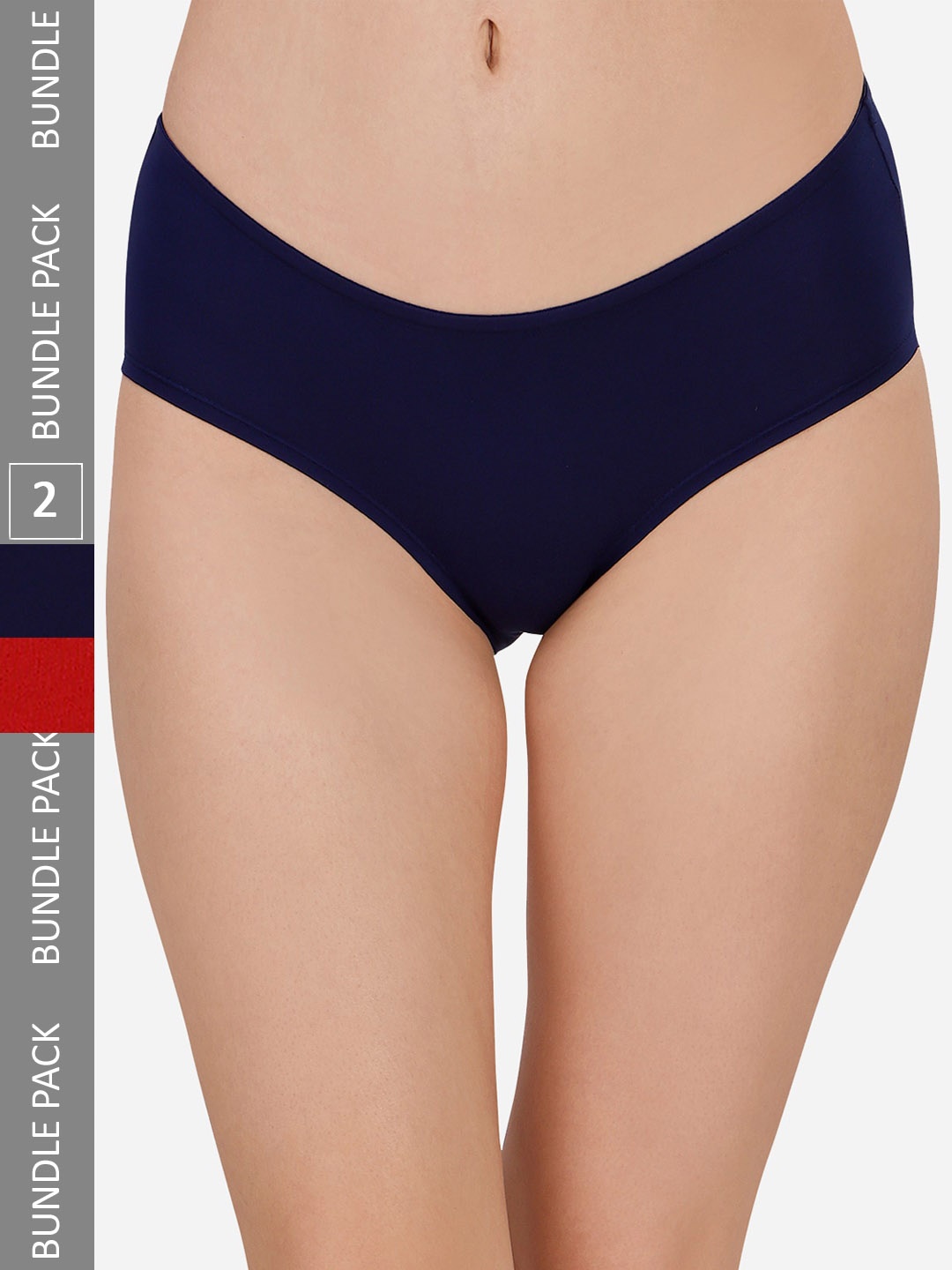

Soie Women Mid Rise High Coverage Solid Colour Cotton Stretch Brief Panty (Pack of 2), Red
