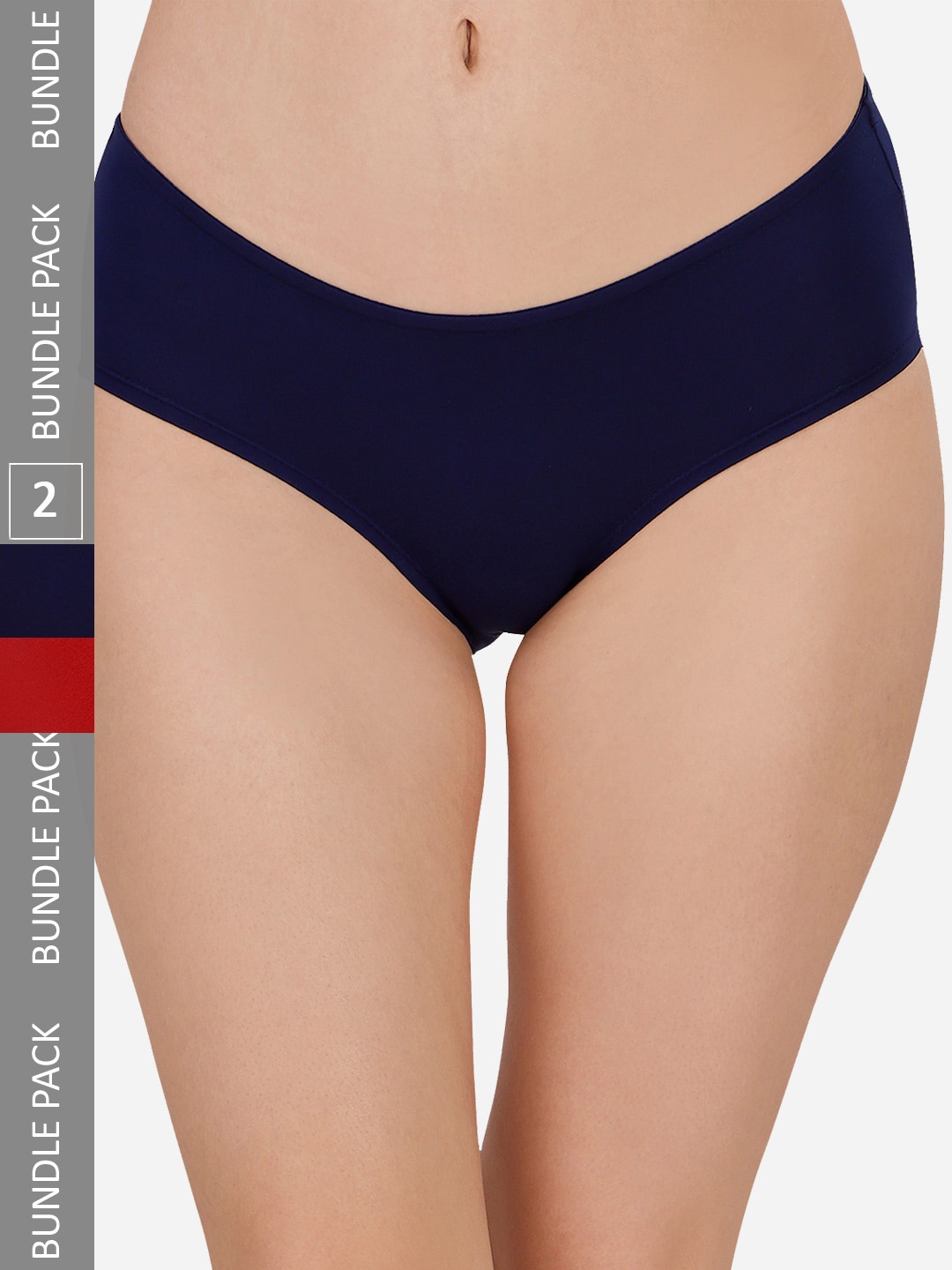 

SOIE Pack of 2 Mid Rise High Coverage Solid Cotton Stretch Briefs, Navy blue