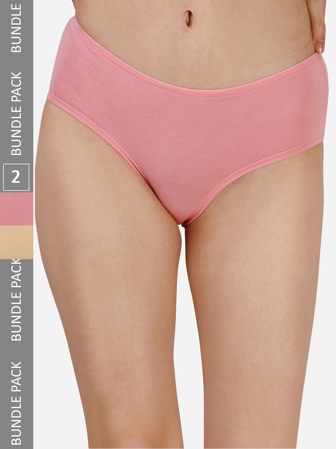 

SOIE Women Mid Rise High Coverage Solid Colour Cotton Stretch Briefs (Pack of 2), Pink