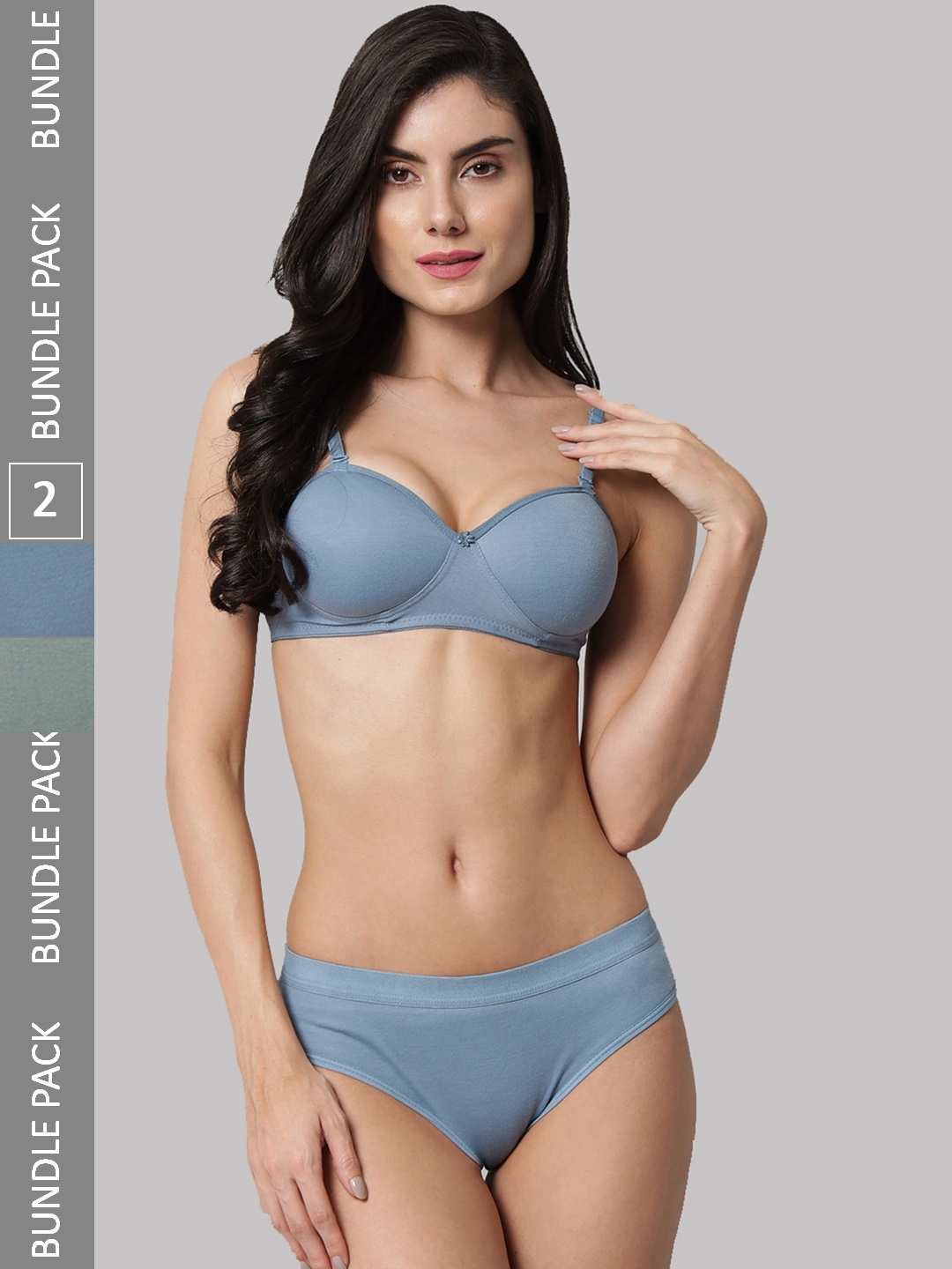 

Imsa Moda Pack Of 2 Lightly Padded Underwired Lingerie Set, Blue