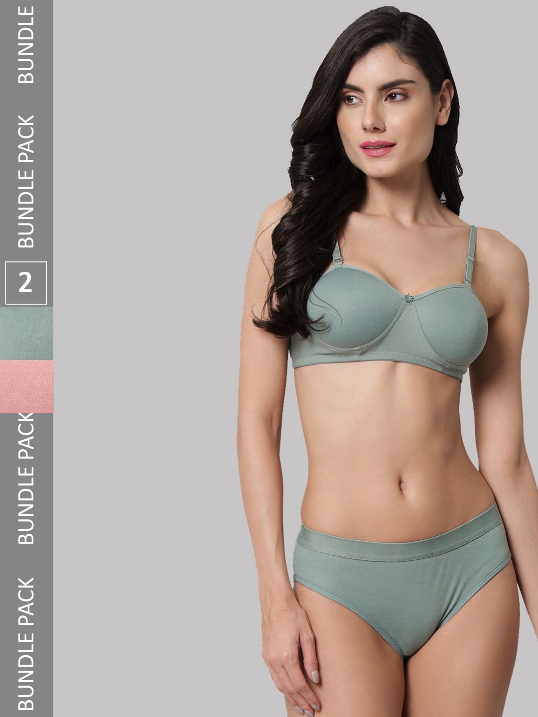 

Imsa Moda Pack Of 2 Lightly Padded Underwired Lingerie Set, Pink