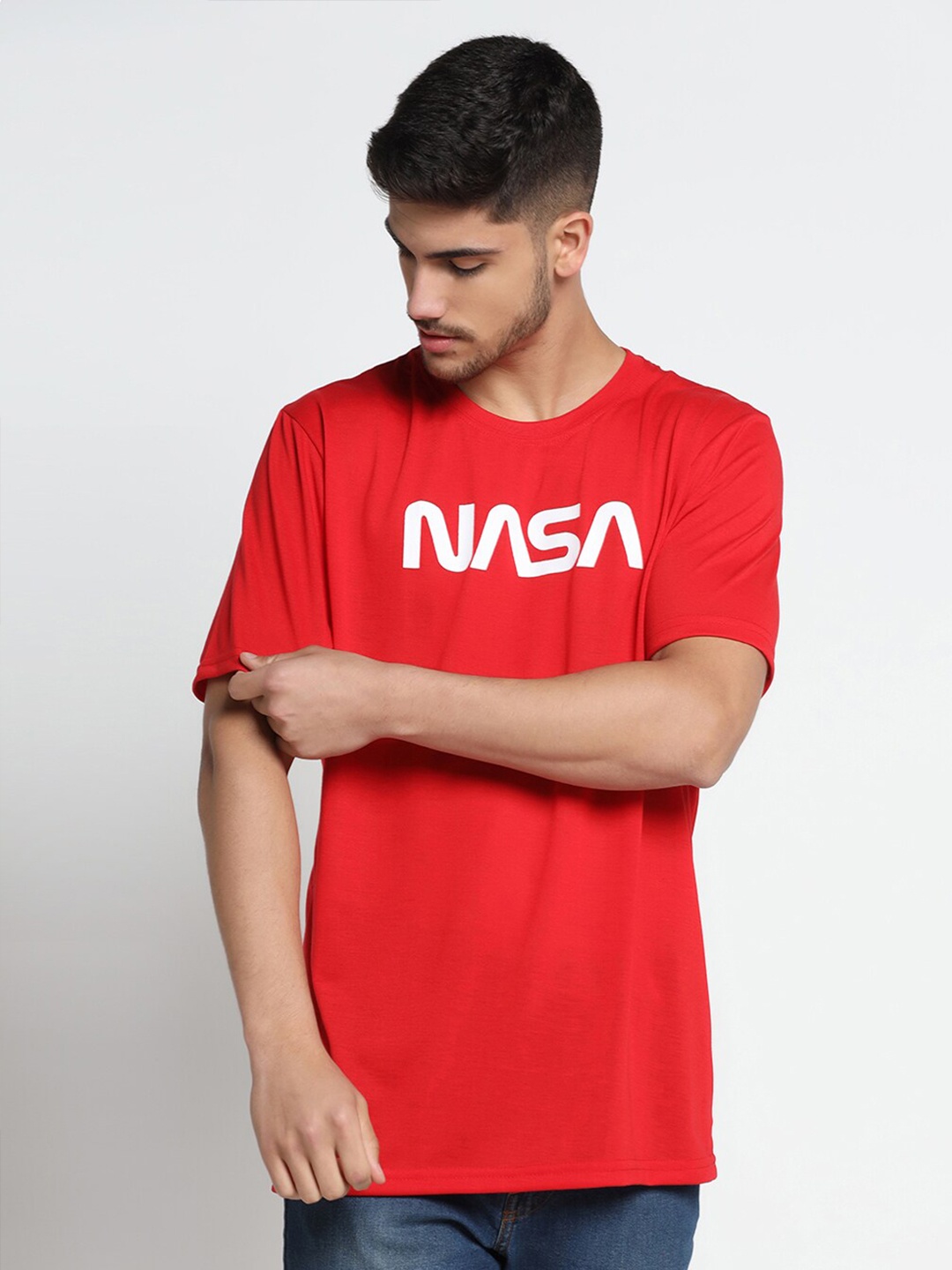 

INKKR Typography Printed Cotton T-shirt, Red