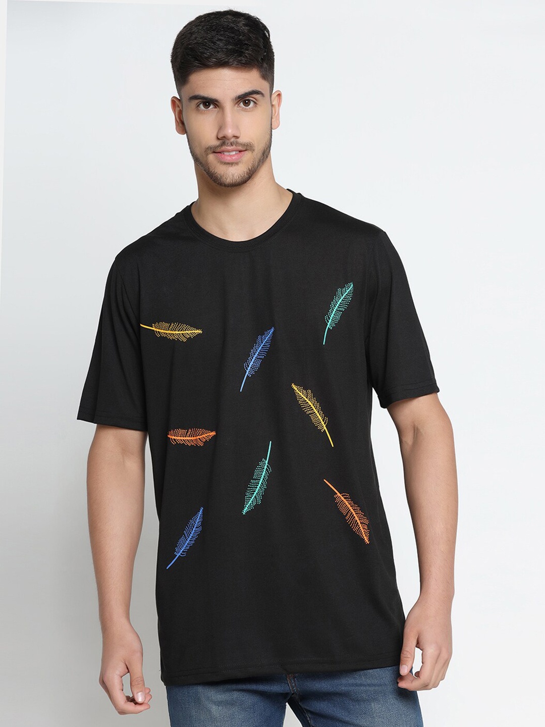 

INKKR Conversational Printed Cotton T-shirt, Black