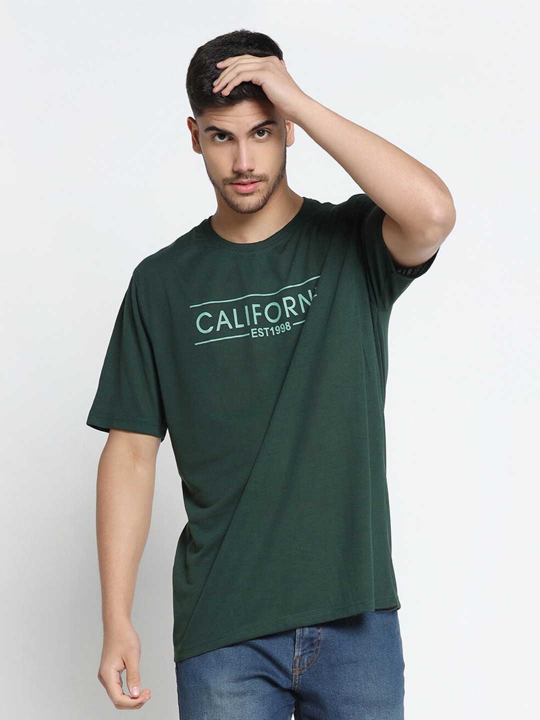 

INKKR Typography Printed Cotton T-shirt, Teal